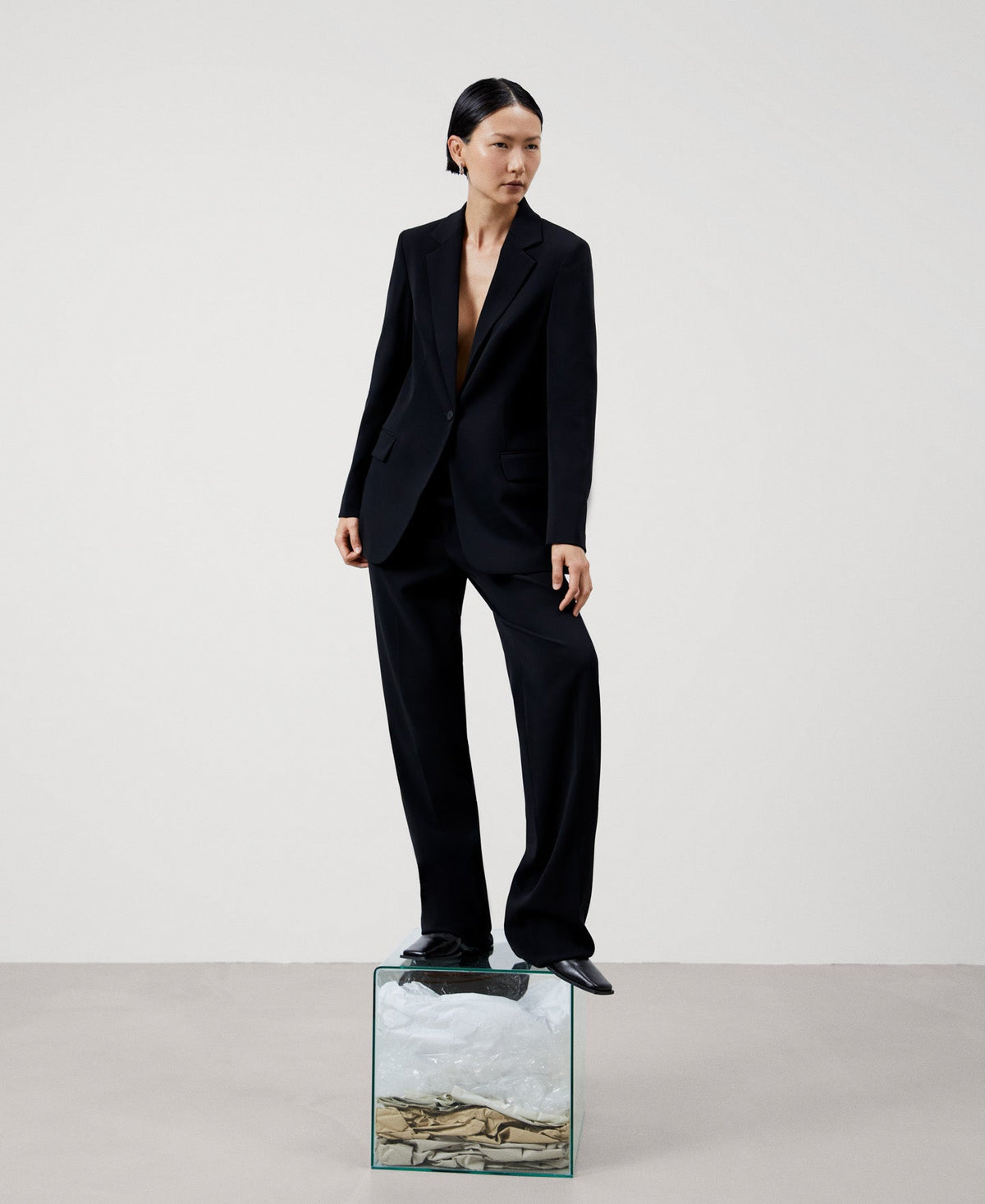 Women Trousers | Black Straight Trousers by Spanish designer Adolfo Dominguez