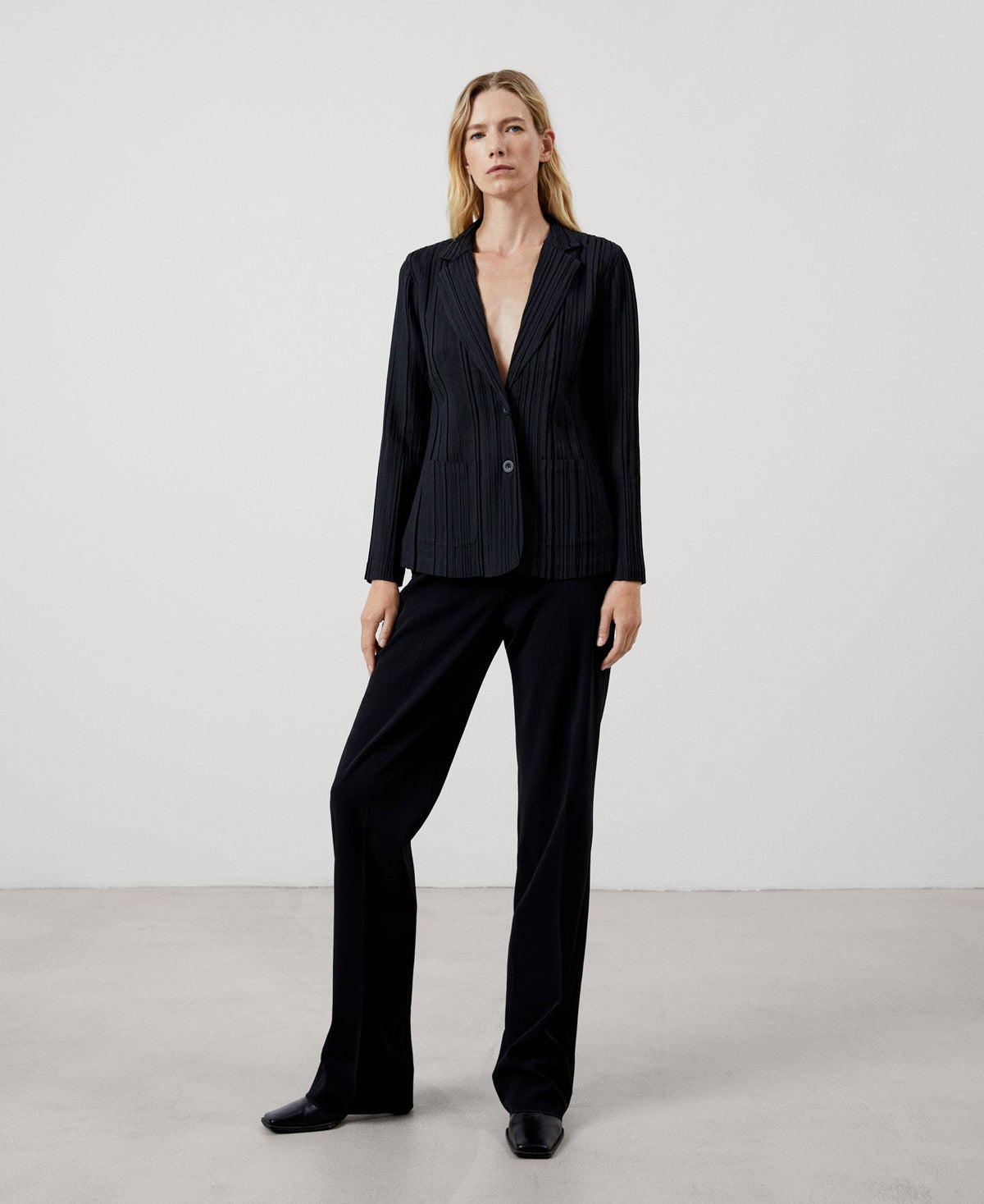 Women Unstructured Jacket | Black Unstructured Jacket by Spanish designer Adolfo Dominguez