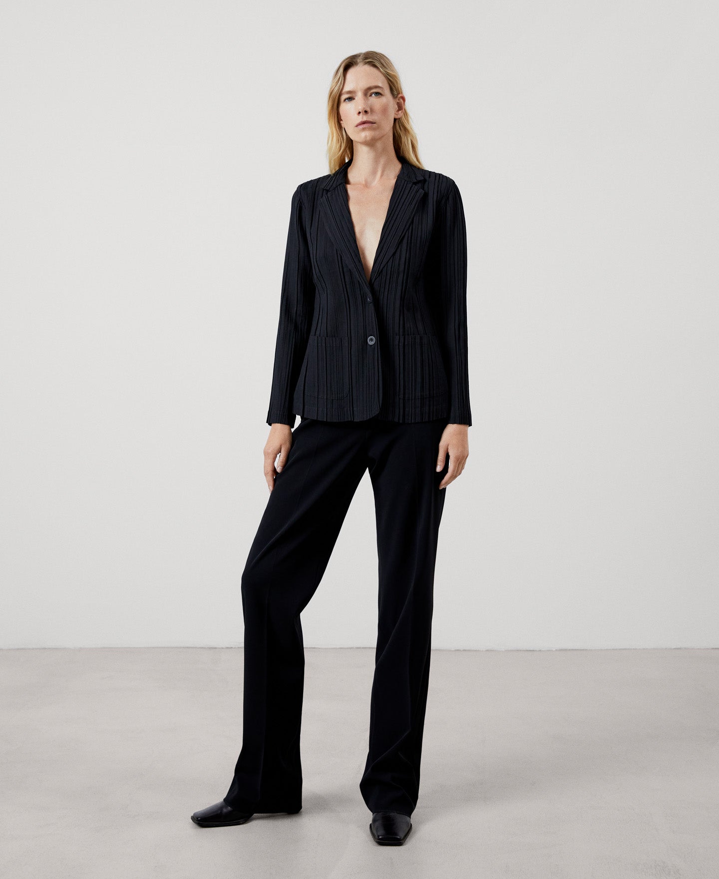 Women Unstructured Jacket | Black Unstructured Jacket by Spanish designer Adolfo Dominguez