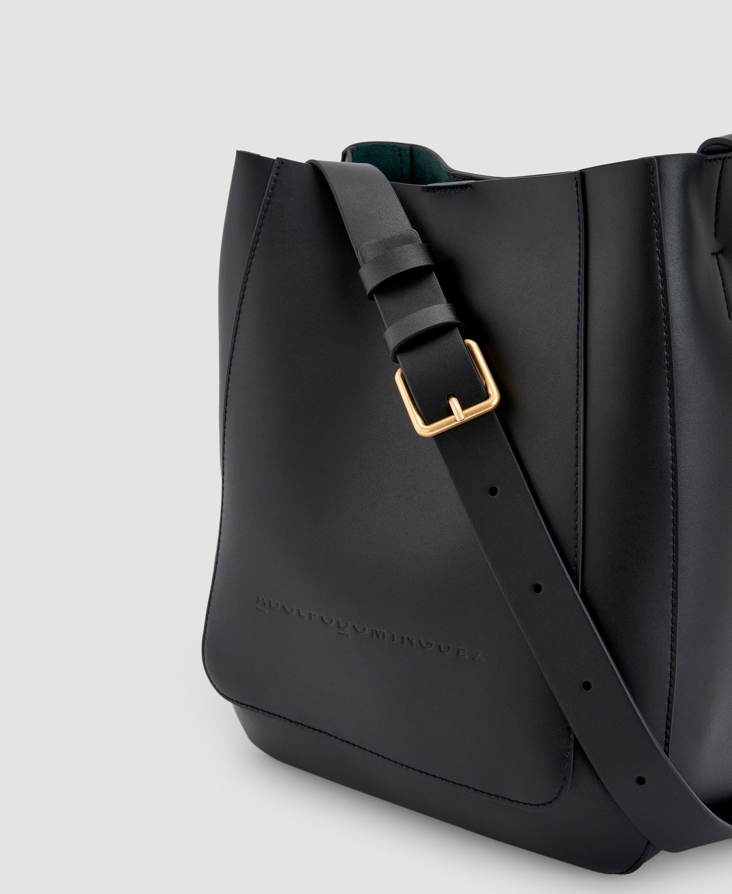Women Leather Bag | Black Vachetta Hobo Bag by Spanish designer Adolfo Dominguez