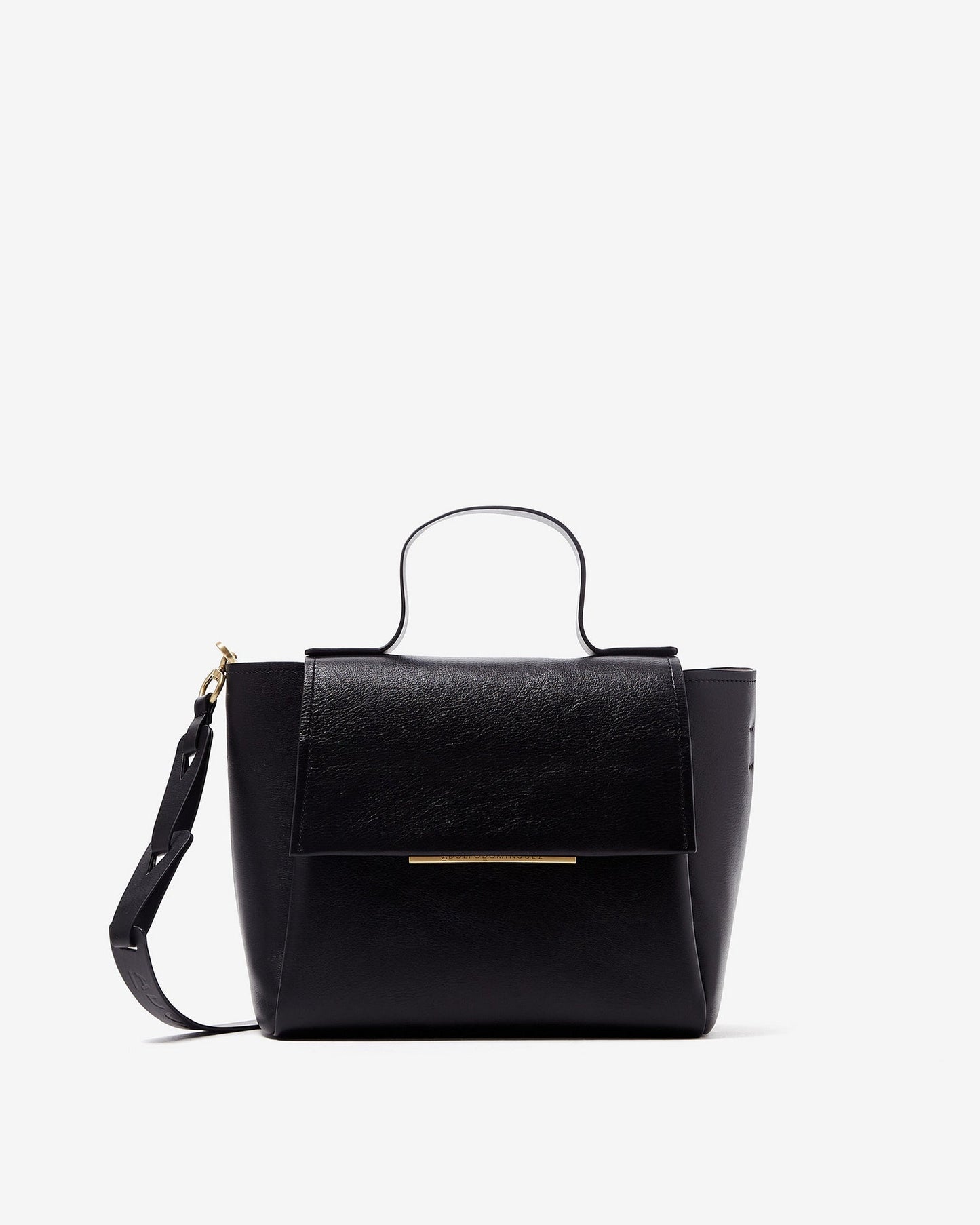 Women Leather Bag | Black Vachetta Leather Lady Bag by Spanish designer Adolfo Dominguez