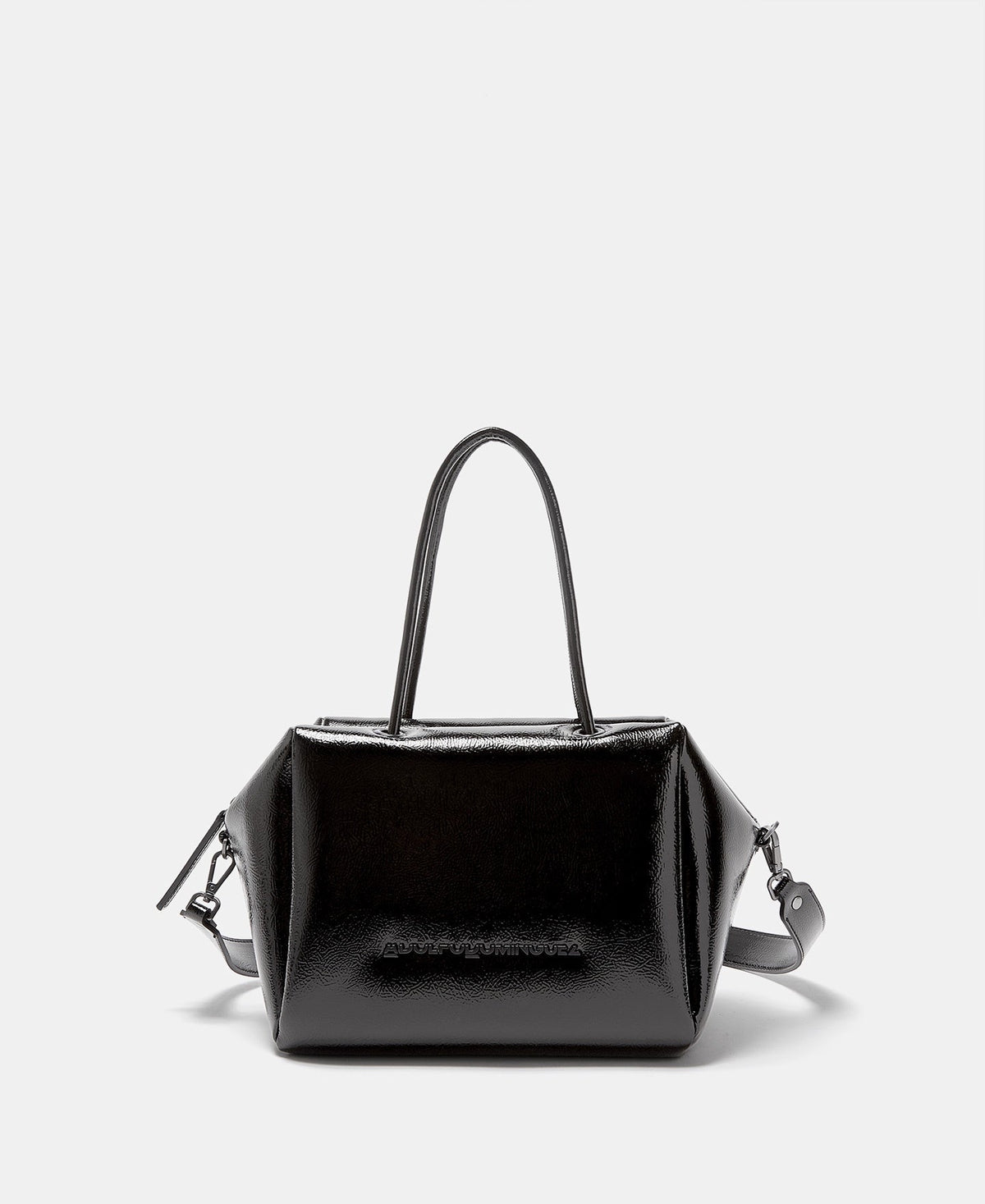 Women Bags | Black Vegan Leather Sheen City Bag by Spanish designer Adolfo Dominguez