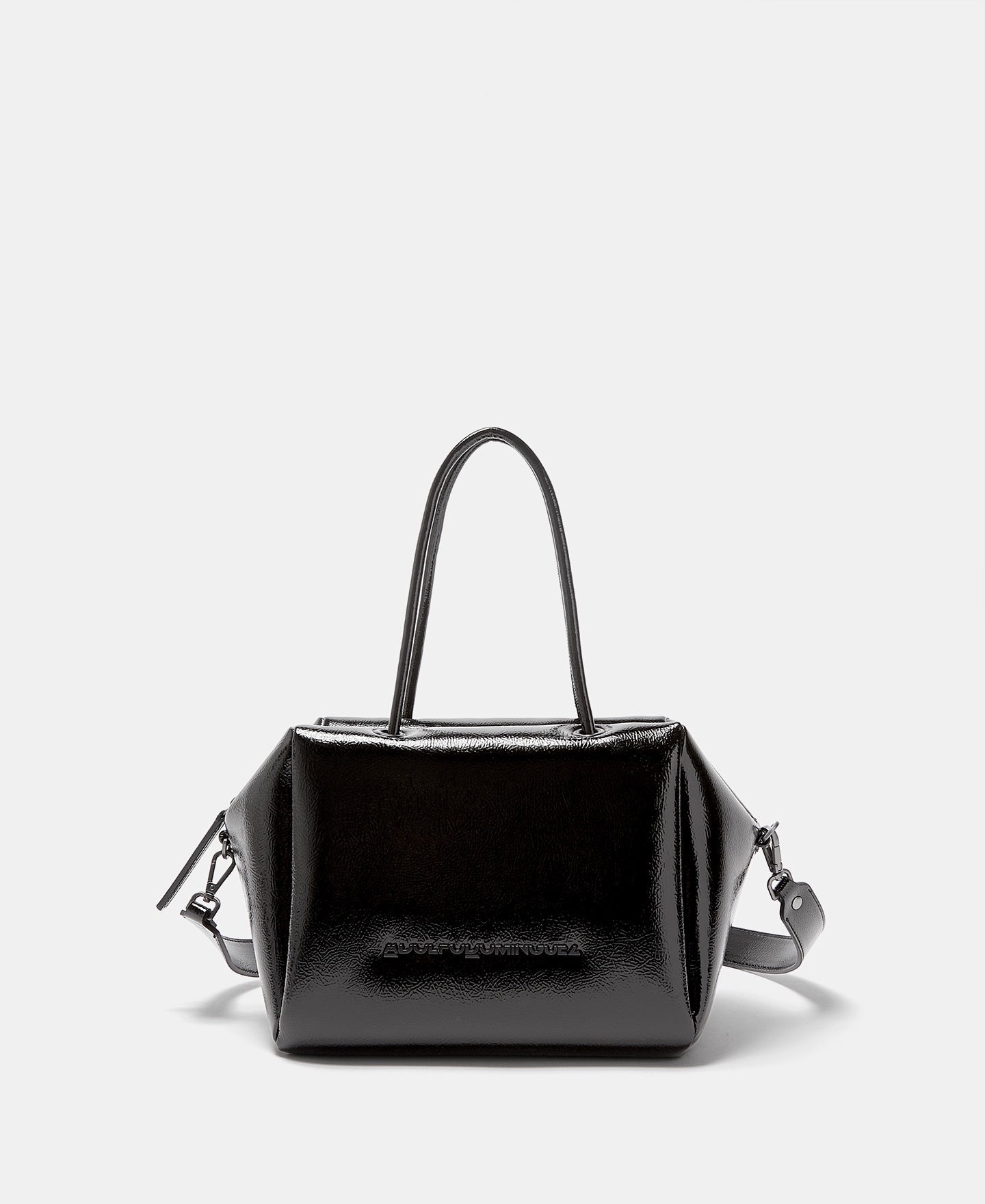 Women Bags | Black Vegan Leather Sheen City Bag by Spanish designer Adolfo Dominguez