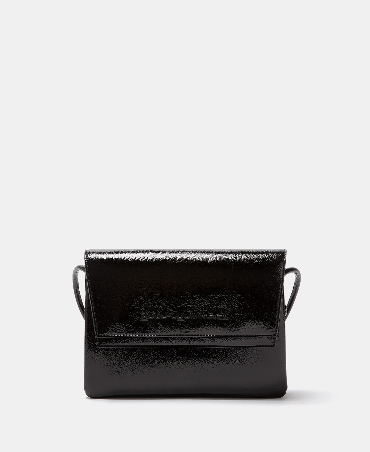 Women Bags | Black Vegan Leather Sheen Crossbody Bag by Spanish designer Adolfo Dominguez