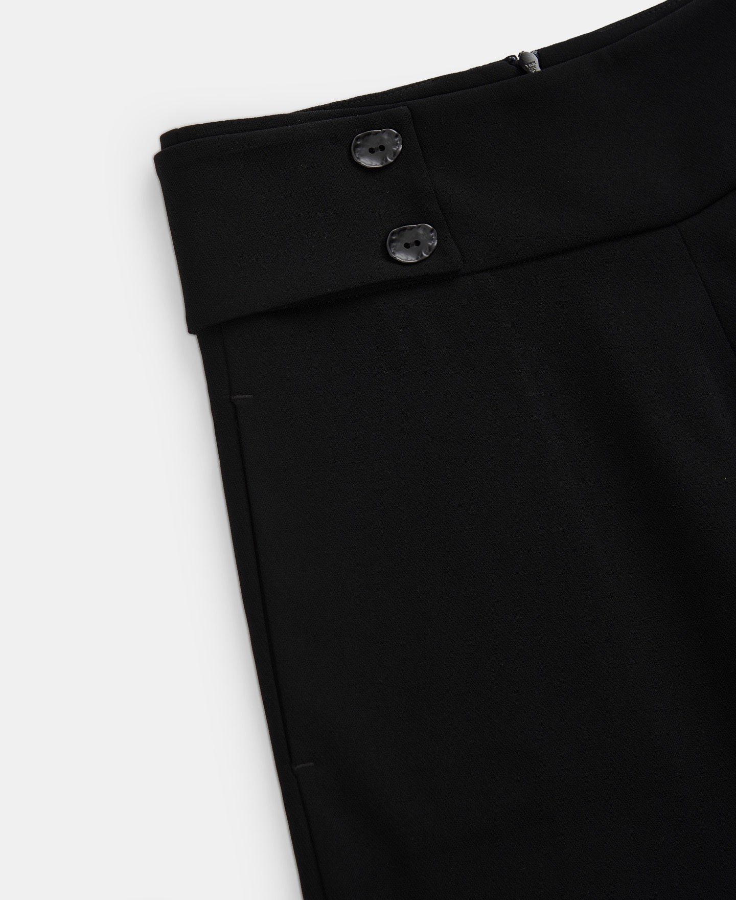 Women Trousers | Black Wide Trousers With Button Detail by Spanish designer Adolfo Dominguez