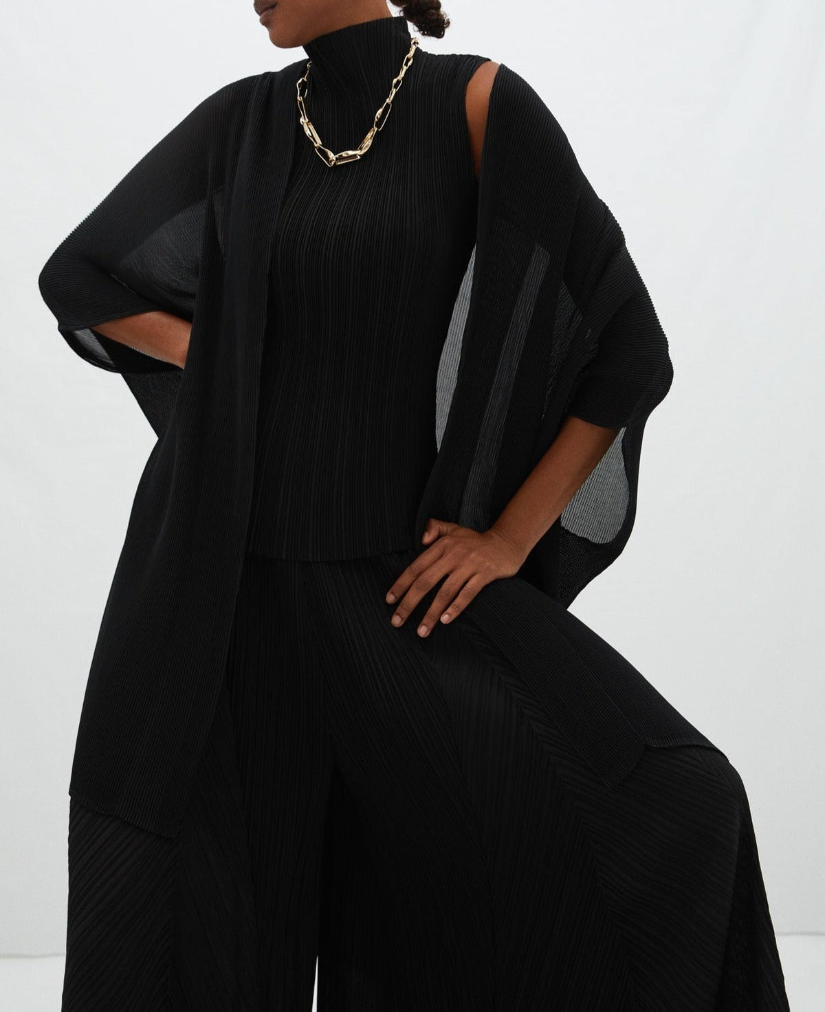 Women Unstructured Jacket | Black Wrap-Around Crinkle Jacket by Spanish designer Adolfo Dominguez