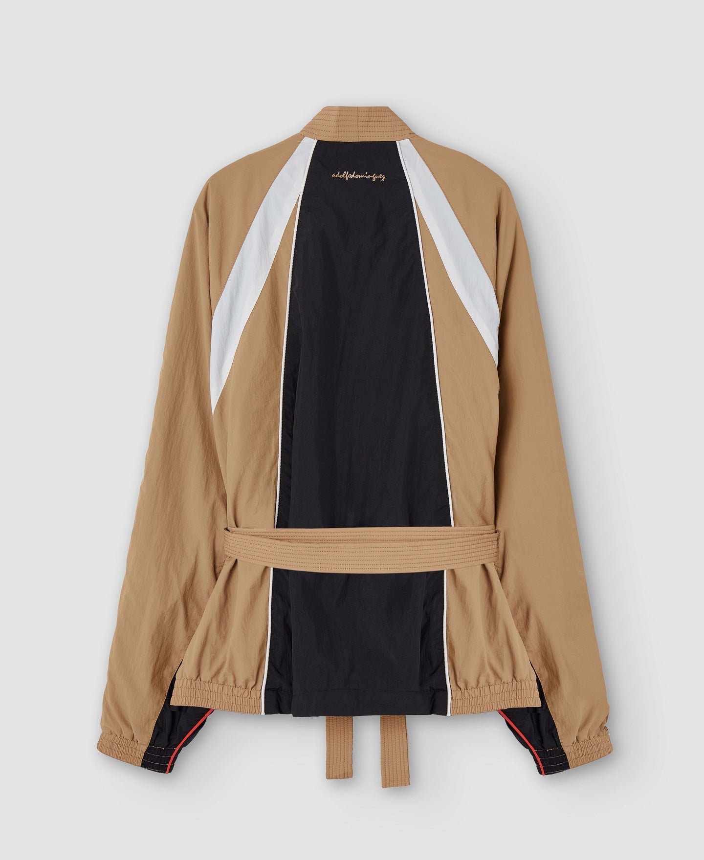 Women Short Jacket | Black/Camel Three-Color Nylon Kimono Jacket by Spanish designer Adolfo Dominguez