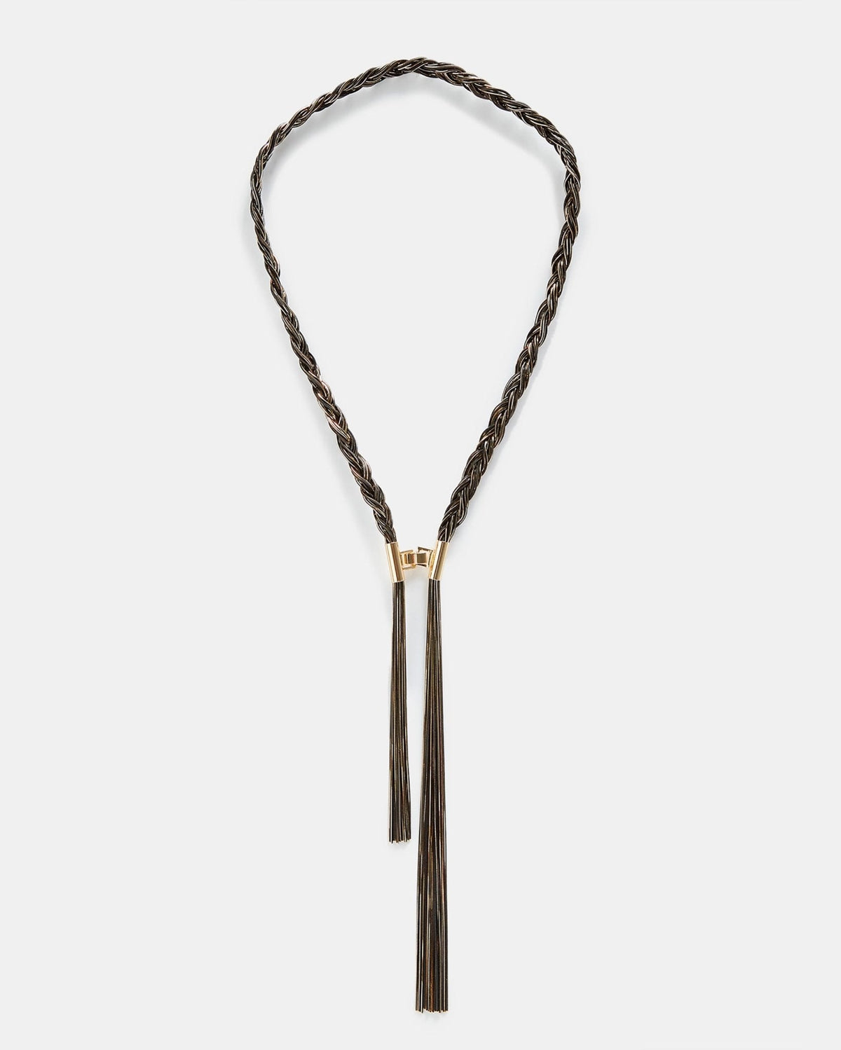 Women Necklace | Black/Gold Braided Necklace With Front Closure by Spanish designer Adolfo Dominguez