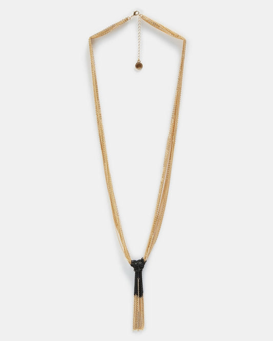 Women Necklace | Black/Gold Multiline Necklace With Bicolour Tassel by Spanish designer Adolfo Dominguez