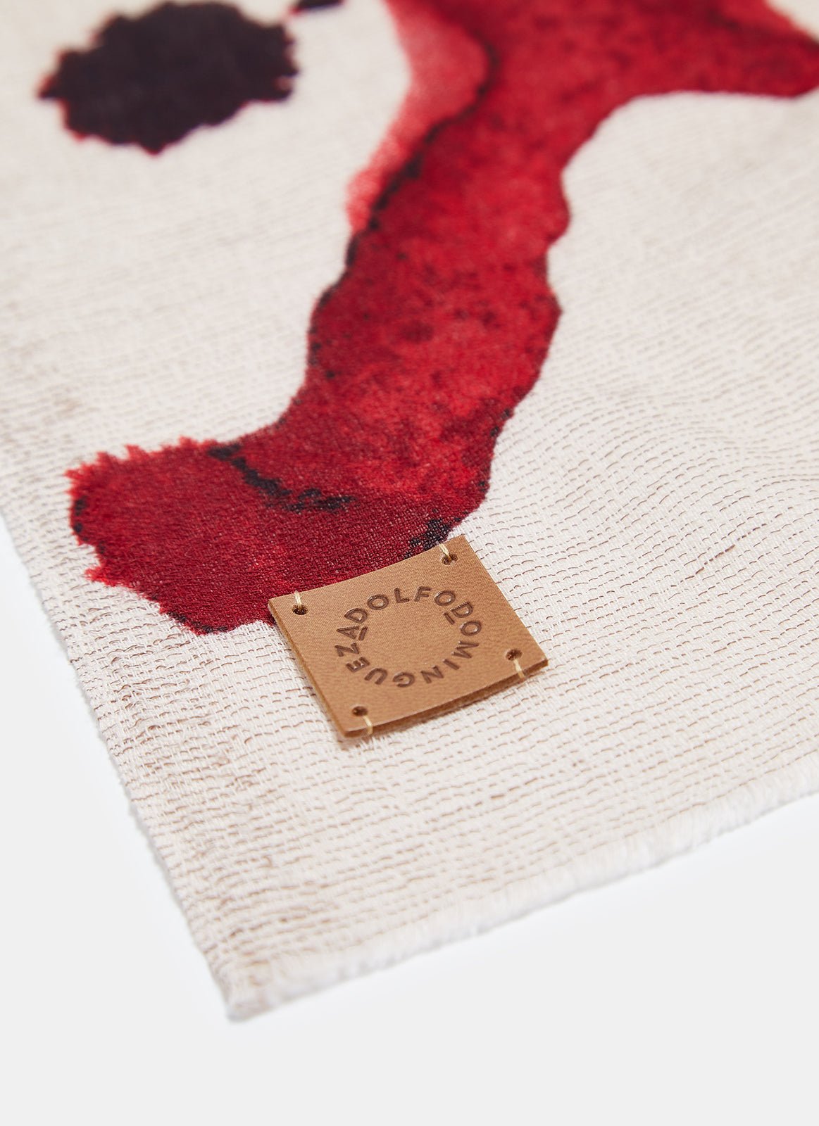 Women Shawl | Black/Red Cotton Shawl With Floral Pri by Spanish designer Adolfo Dominguez