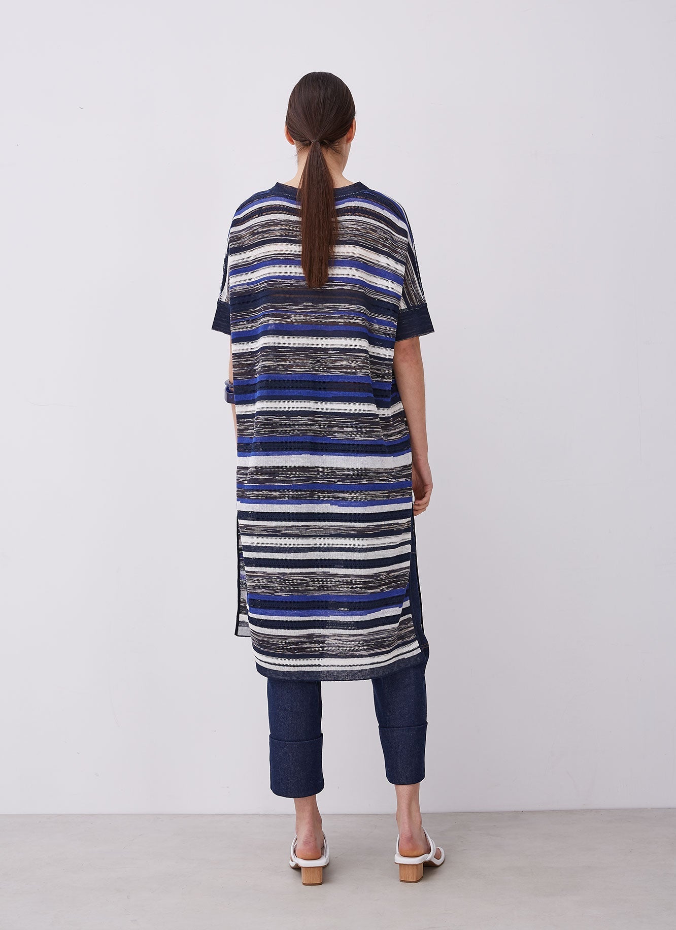 Women Jersey | Blue Linen & Viscose Dress by Spanish designer Adolfo Dominguez