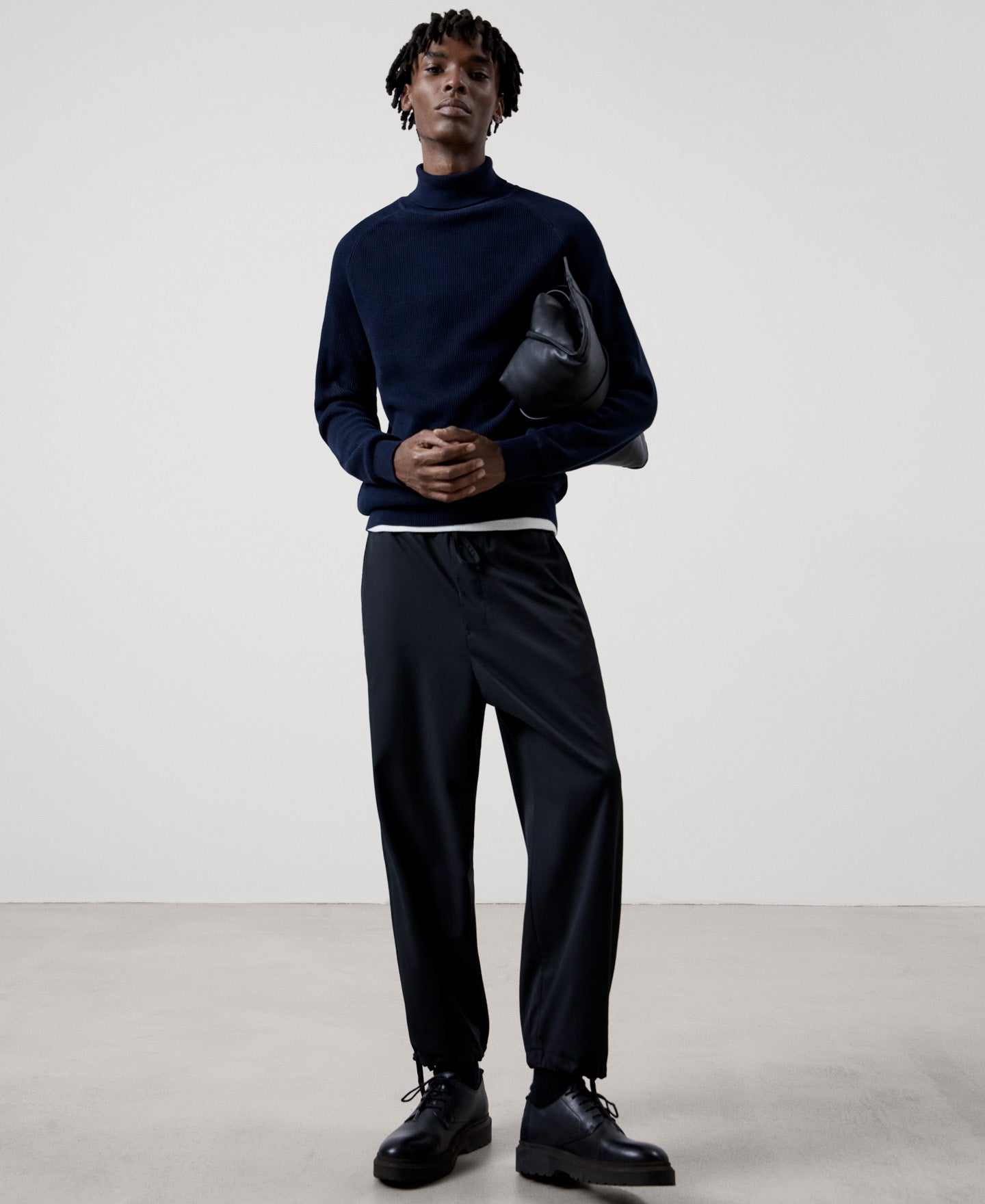 Men Jersey | Blue Melange Sweater by Spanish designer Adolfo Dominguez
