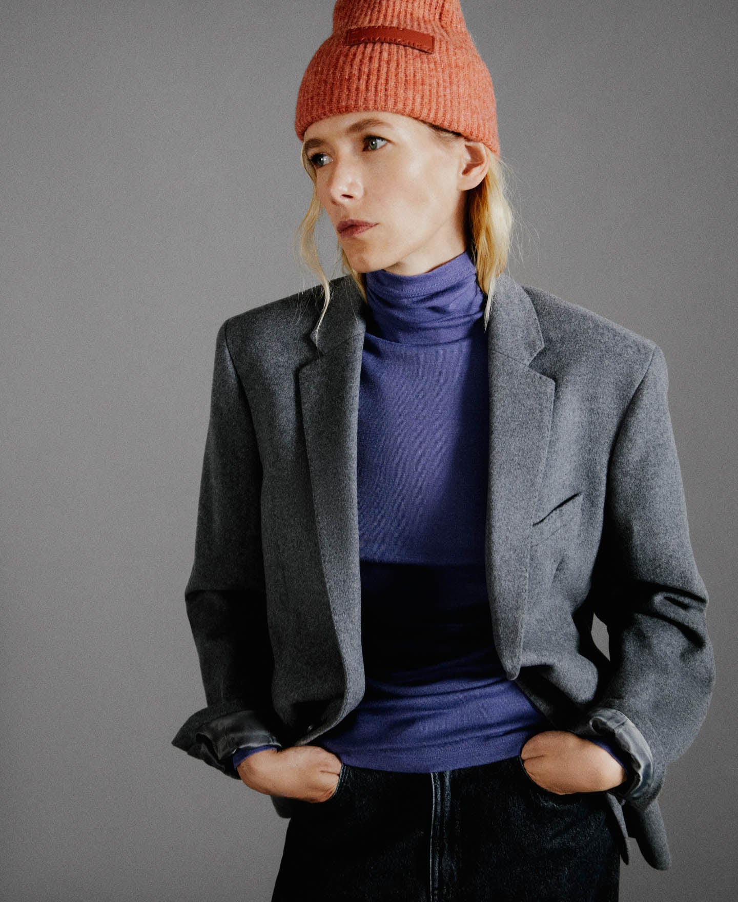 Women Long-Sleeve T-Shirt | Blue Merino Wool Long Sleeve T-Shirt by Spanish designer Adolfo Dominguez