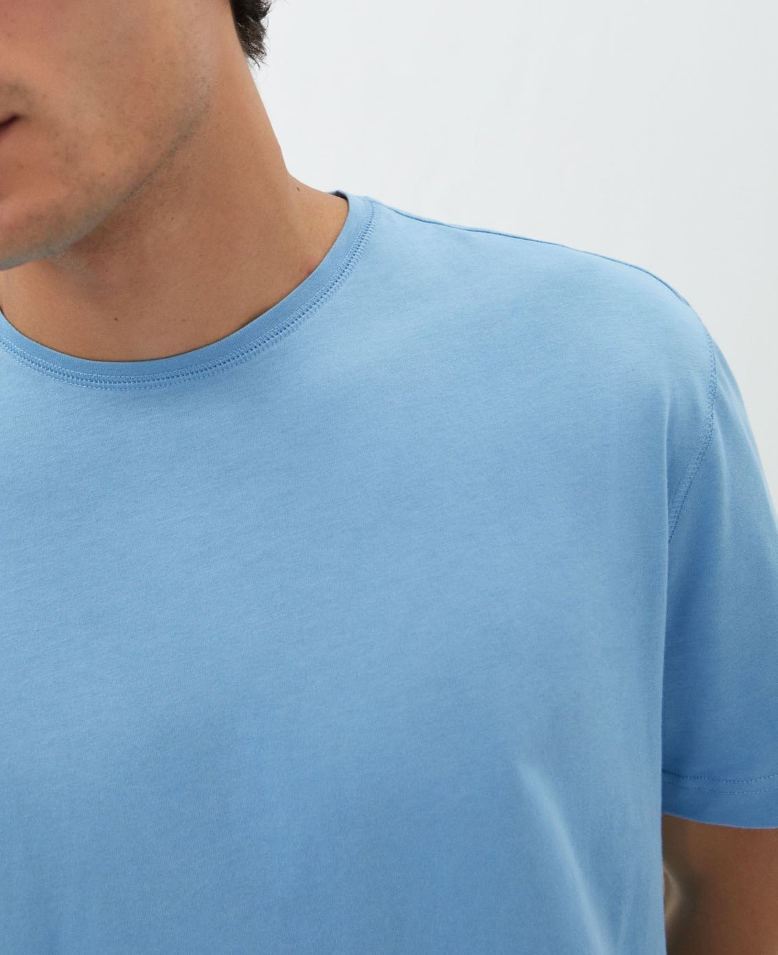 Men T-Shirt (Short Sleeve) | Blue Organic Cotton Crew Neck T-Shirt by Spanish designer Adolfo Dominguez