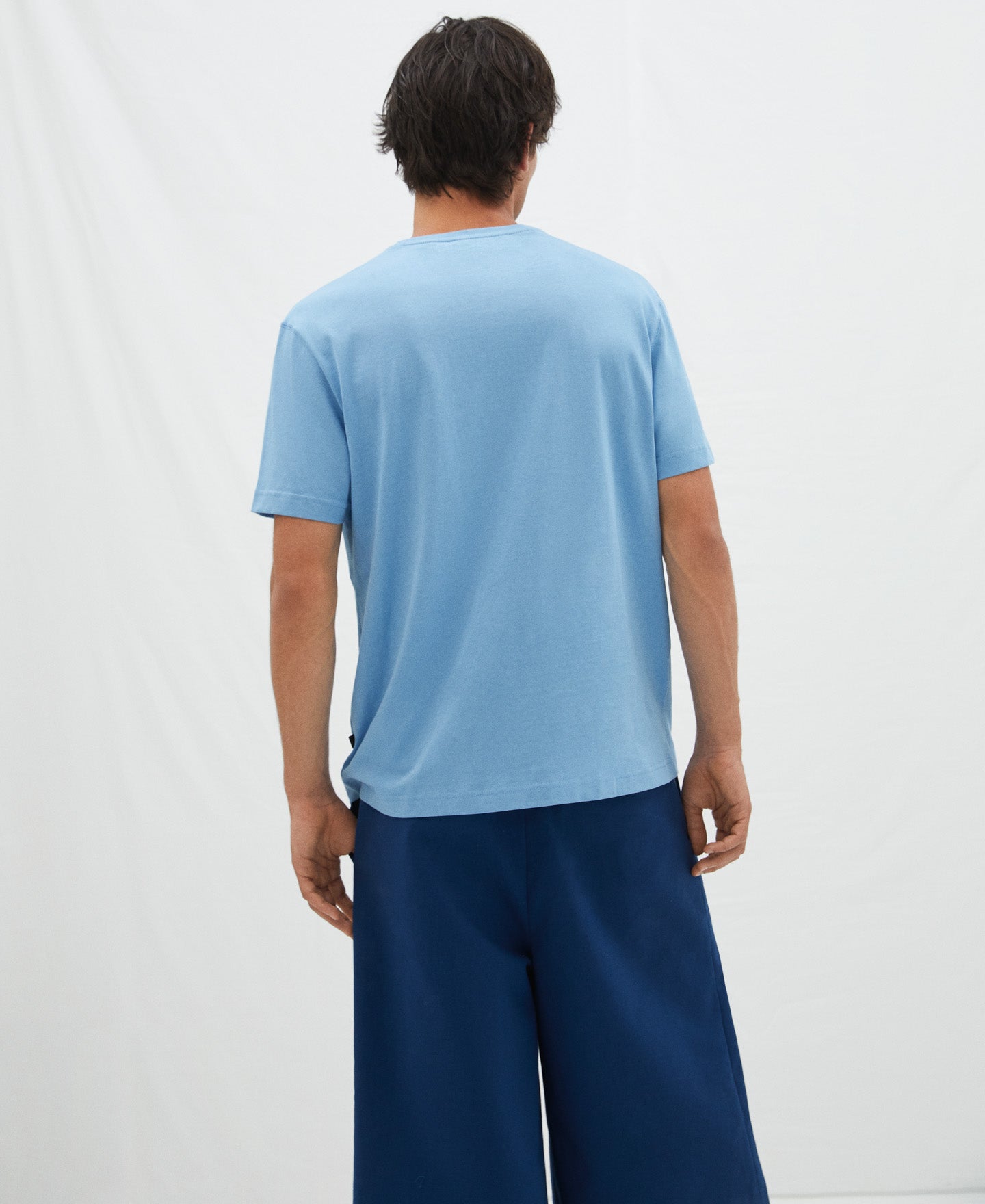 Men T-Shirt (Short Sleeve) | Blue Organic Cotton Crew Neck T-Shirt by Spanish designer Adolfo Dominguez