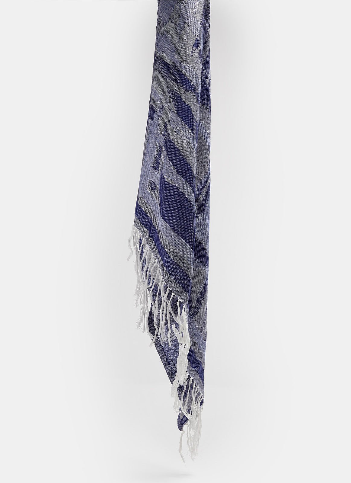 Women Shawl | Blue Print Jacquard Shawl With Abstract Print by Spanish designer Adolfo Dominguez