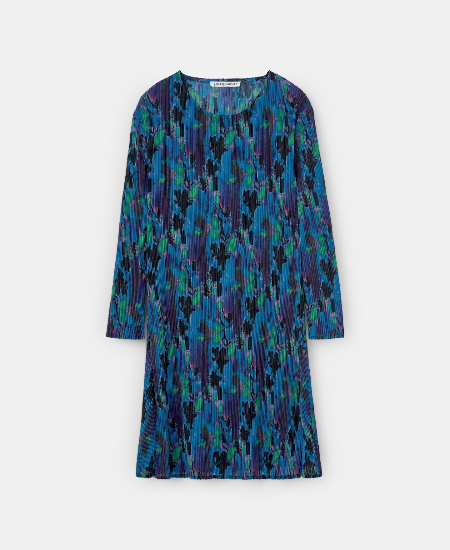 Women Shirt | Blue Print Neon Printed Crinkle T-Shirt by Spanish designer Adolfo Dominguez