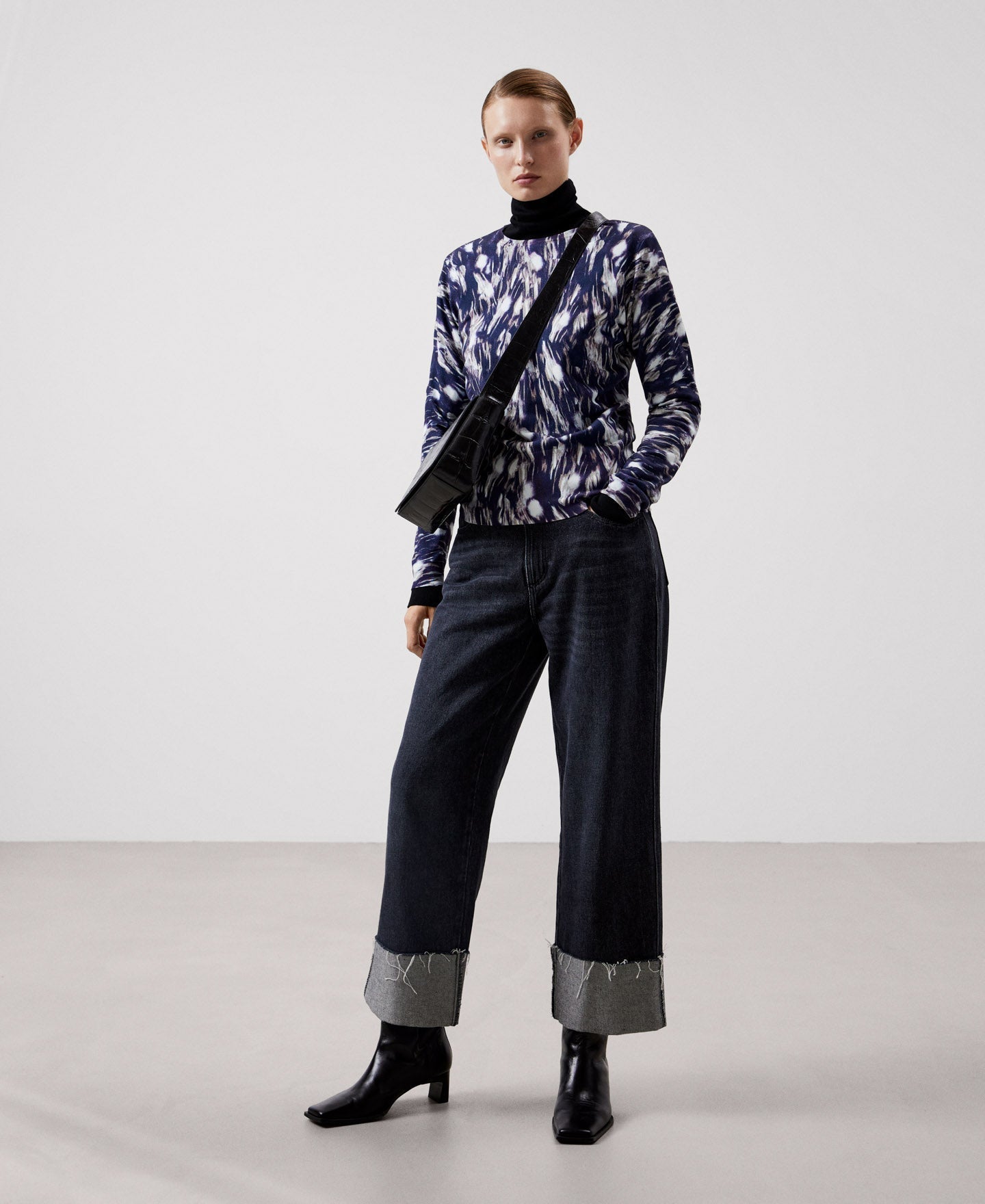 Women Jersey | Blue Print Viscose And Nylon Sweater by Spanish designer Adolfo Dominguez