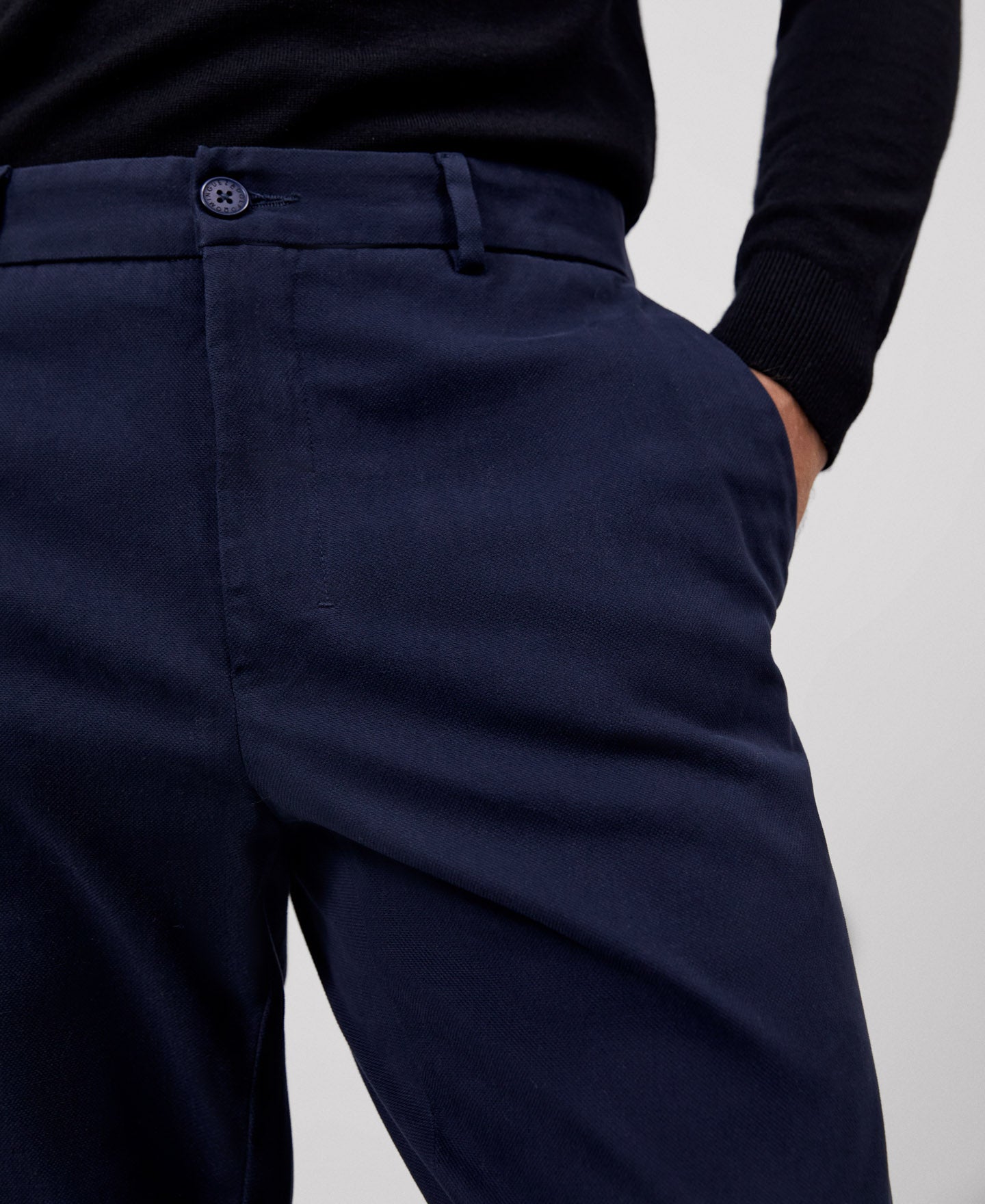 Men Trousers | Blue Stretch Cotton Chino Trousers by Spanish designer Adolfo Dominguez