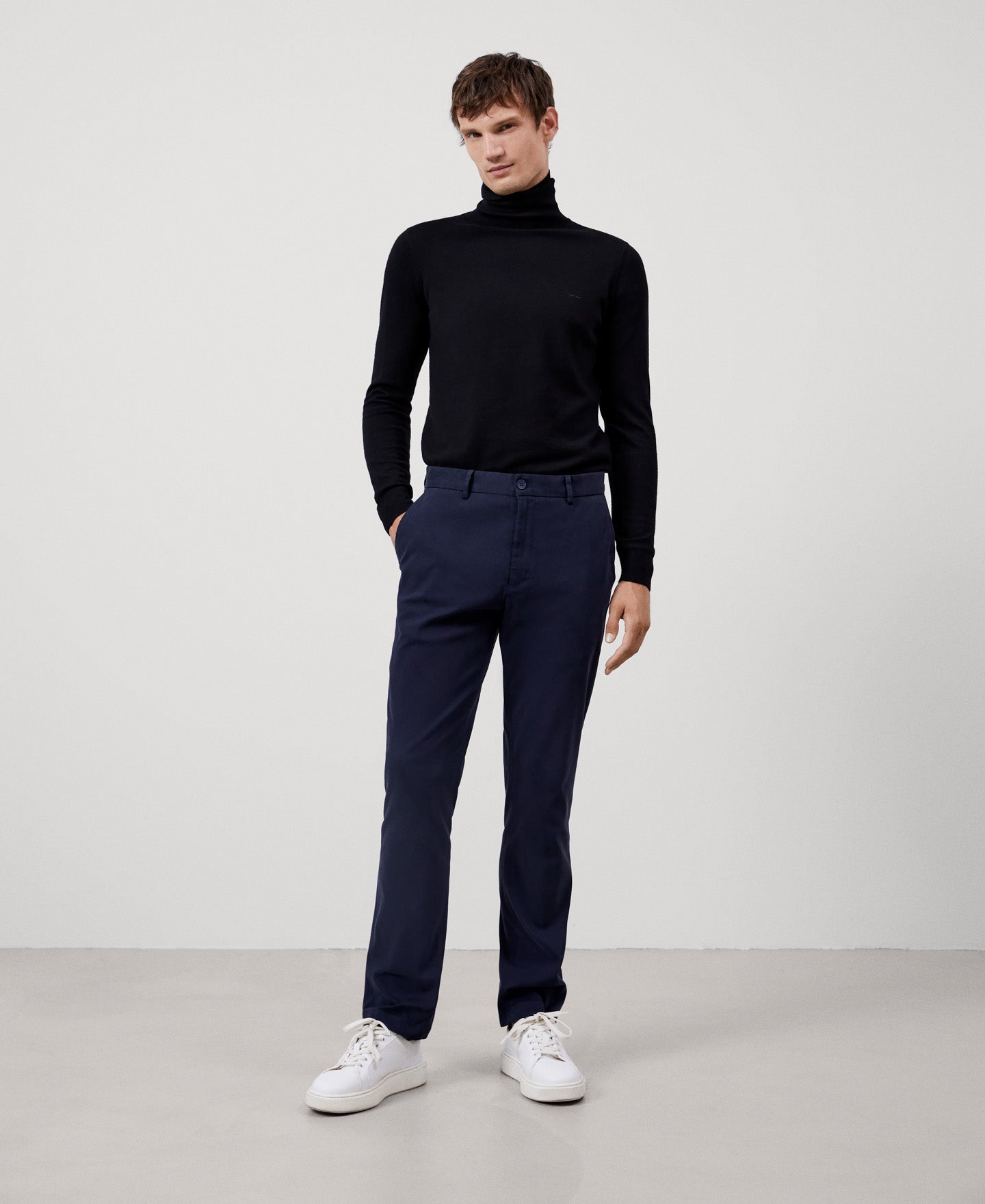 Men Trousers | Blue Stretch Cotton Chino Trousers by Spanish designer Adolfo Dominguez