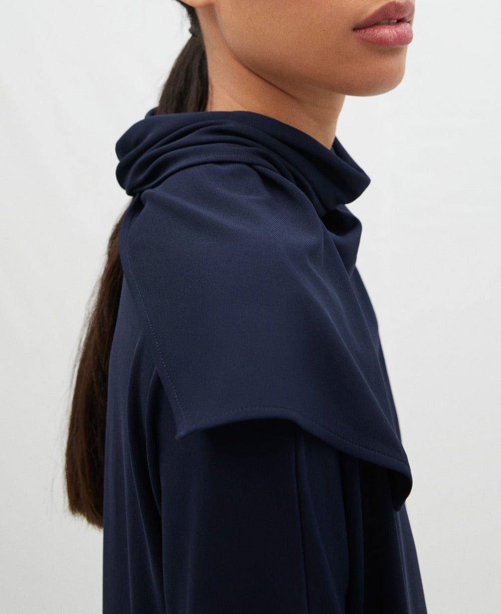 Women T-Shirt (Short Sleeve) | Blue Stretch Knitted Lace Top by Spanish designer Adolfo Dominguez