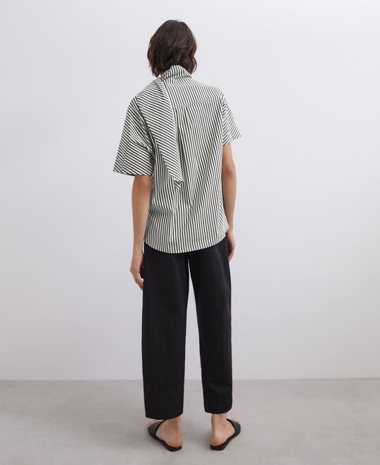 Women Shirt | Blue Stripe Cotton Shirt With Collar Detail by Spanish designer Adolfo Dominguez