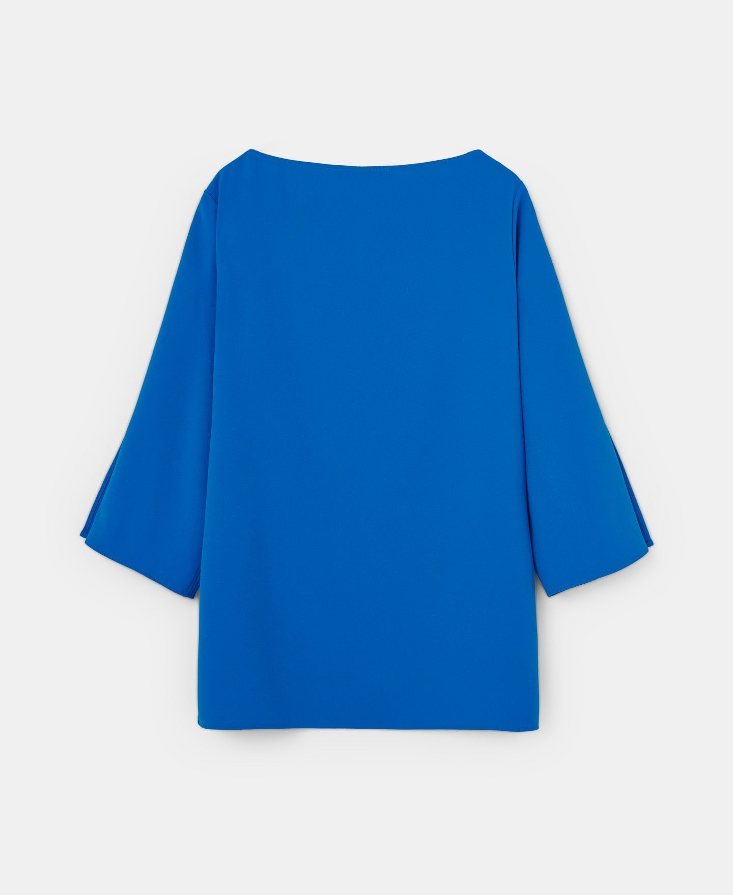 Women Long-Sleeve Shirt | Blue Top With Geometric Neckline by Spanish designer Adolfo Dominguez