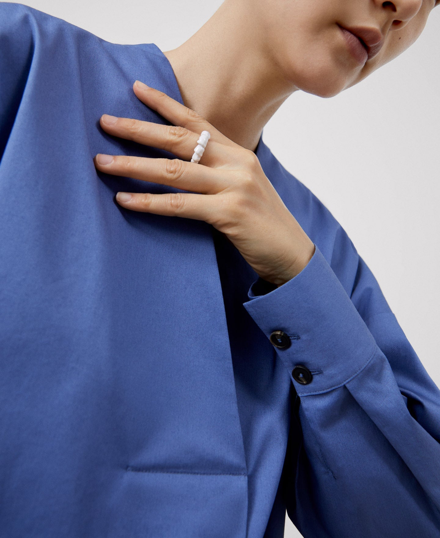 Women Shirt | Blue/Grey Organic Cotton Shirt by Spanish designer Adolfo Dominguez
