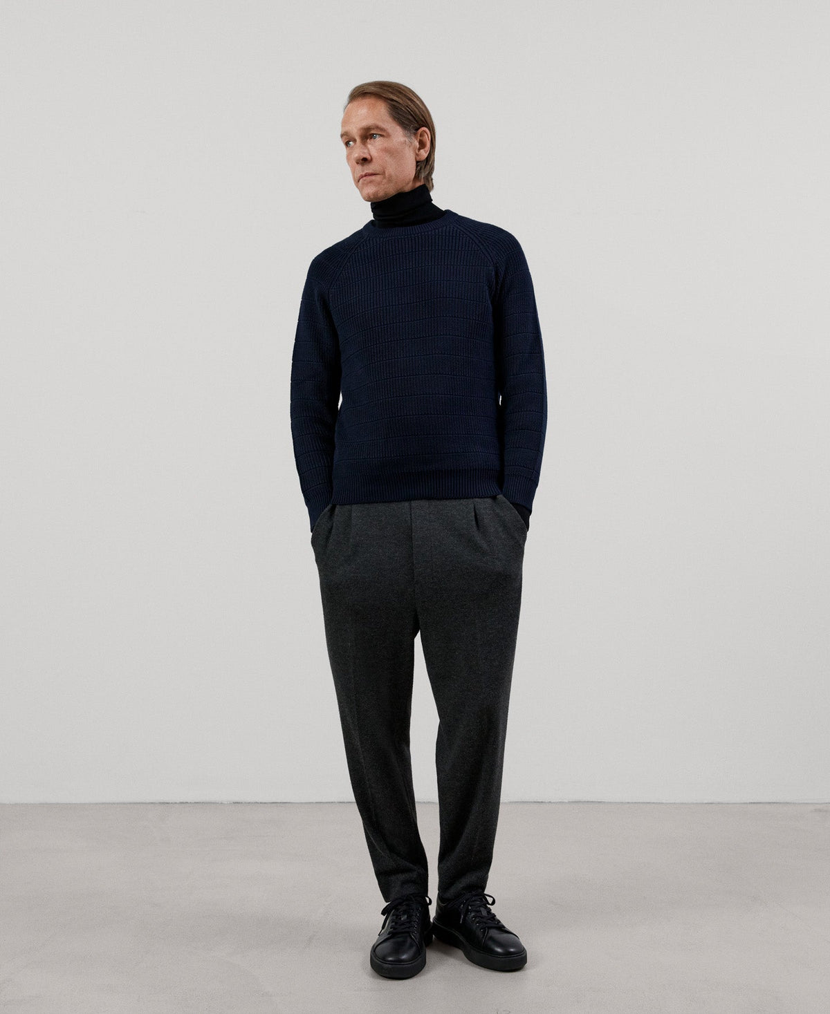 Men Jersey | Blue/Grey Sweater by Spanish designer Adolfo Dominguez