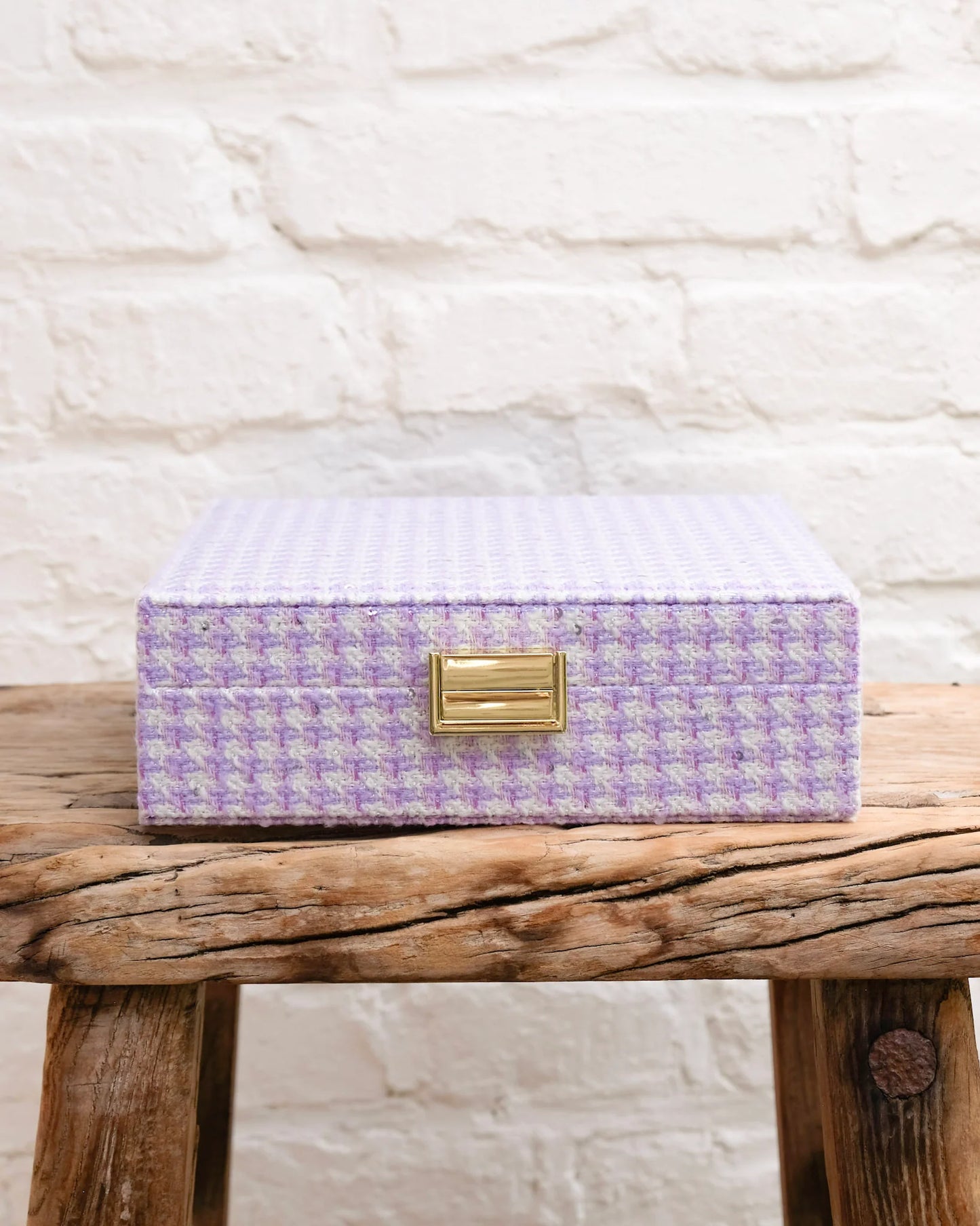 Anne Houndstooth Jewelry Box Mauve