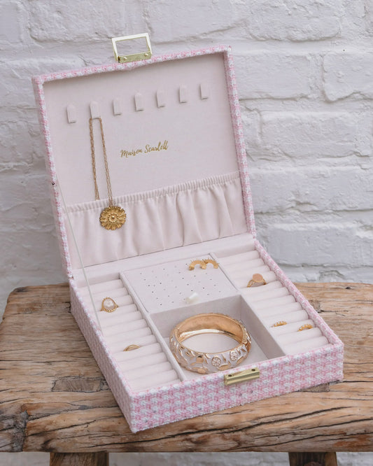 Anne Houndstooth Jewelry Box Pink