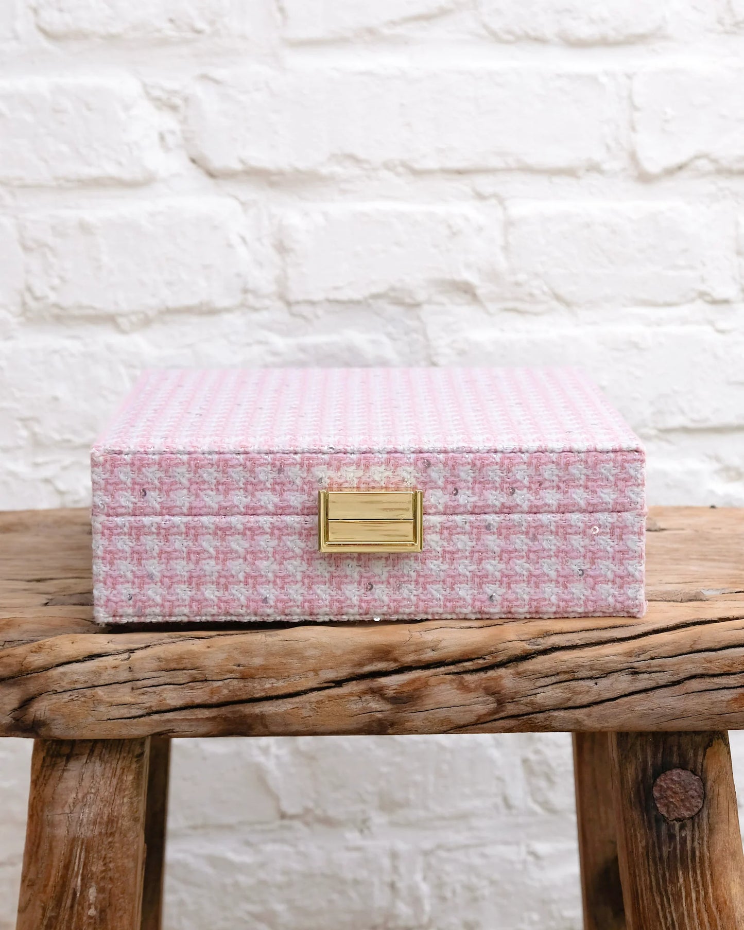 Anne Houndstooth Jewelry Box Pink