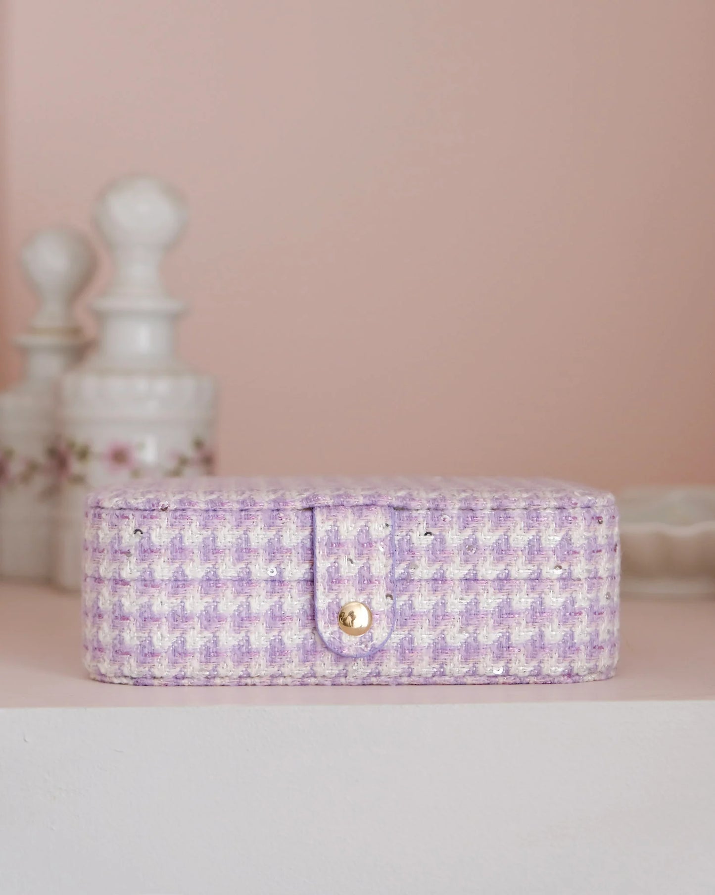 Brigitte Houndstooth Travel Jewelry Mauve