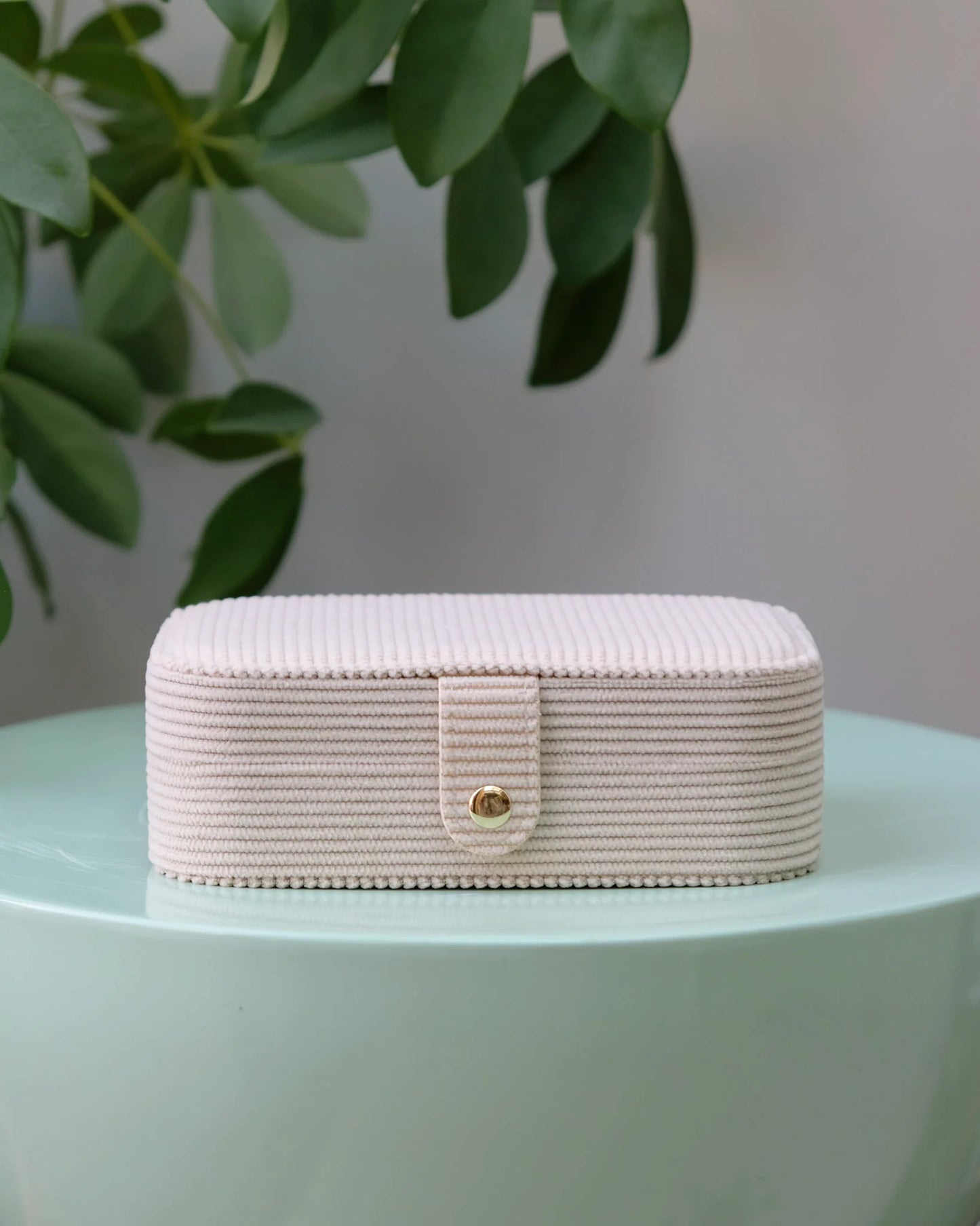 Brigitte Corduroy Travel Jewelry Box Beige