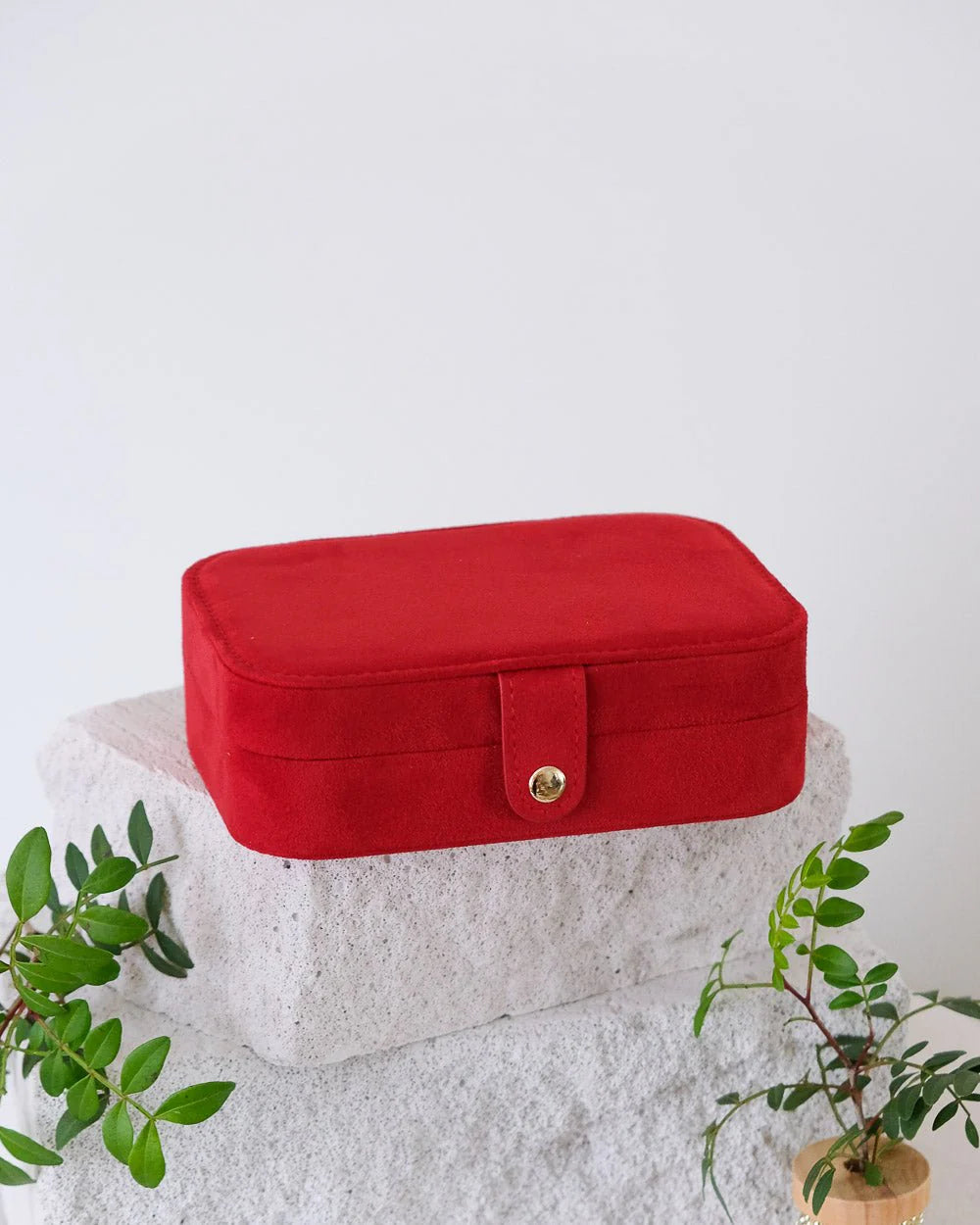 Brigitte Red Velvet Travel Jewelry Box