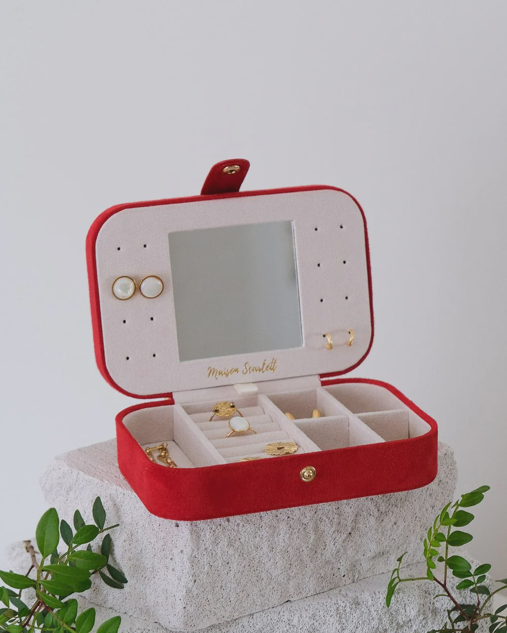 Brigitte Red Velvet Travel Jewelry Box
