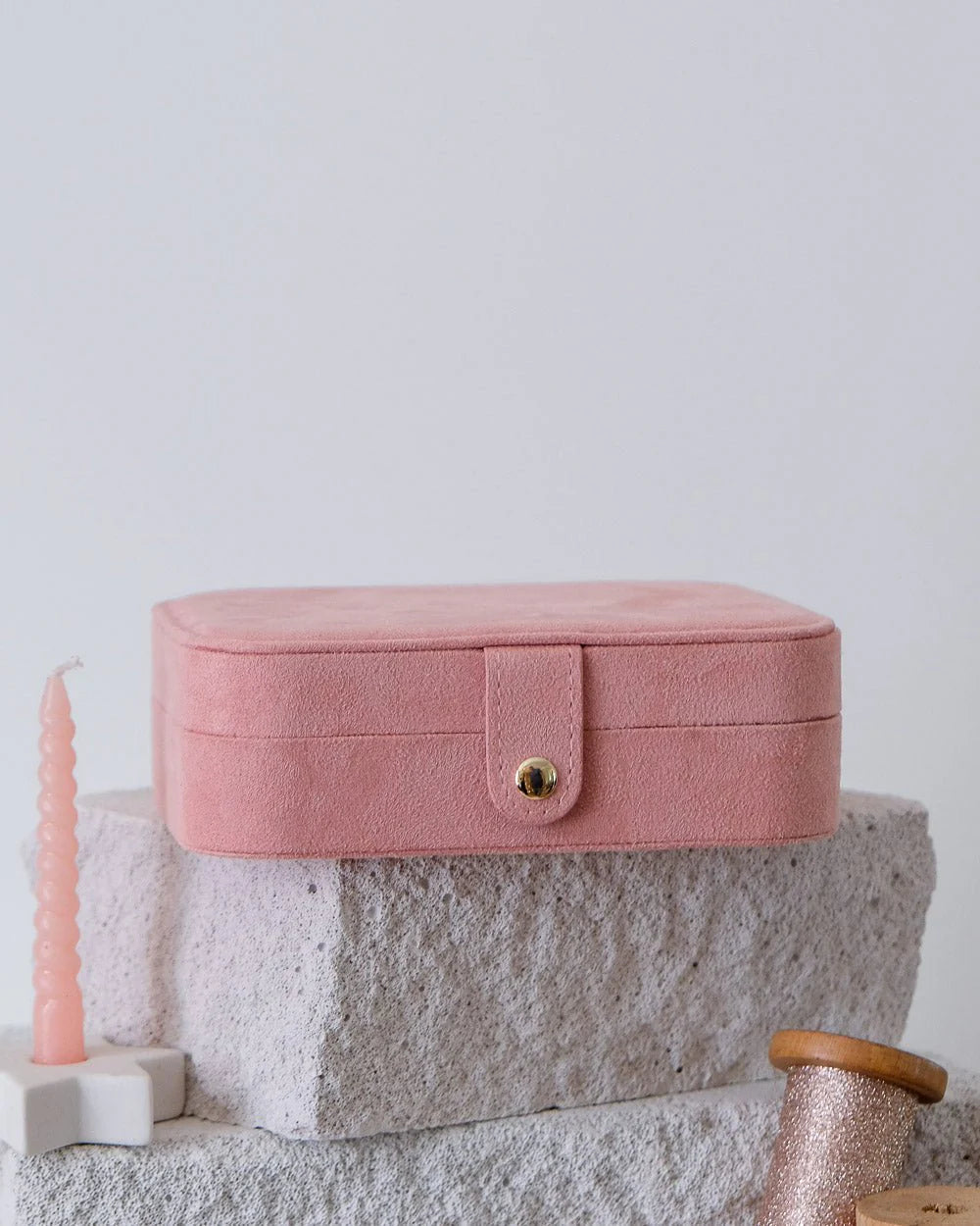 Brigitte Travel Jewelry Box In Pink Velvet