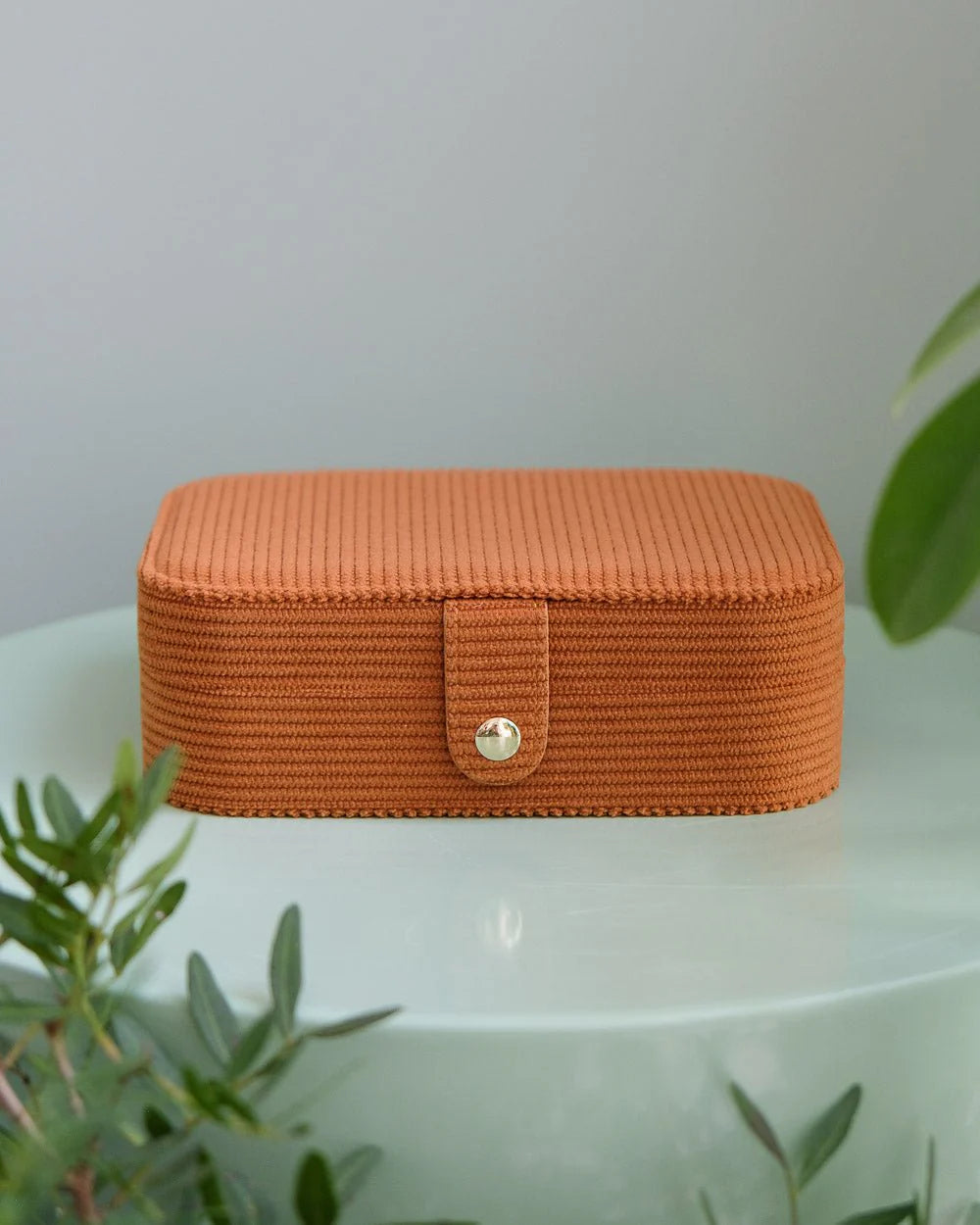 Brigitte Corduroy Travel Jewelry Box Cognac