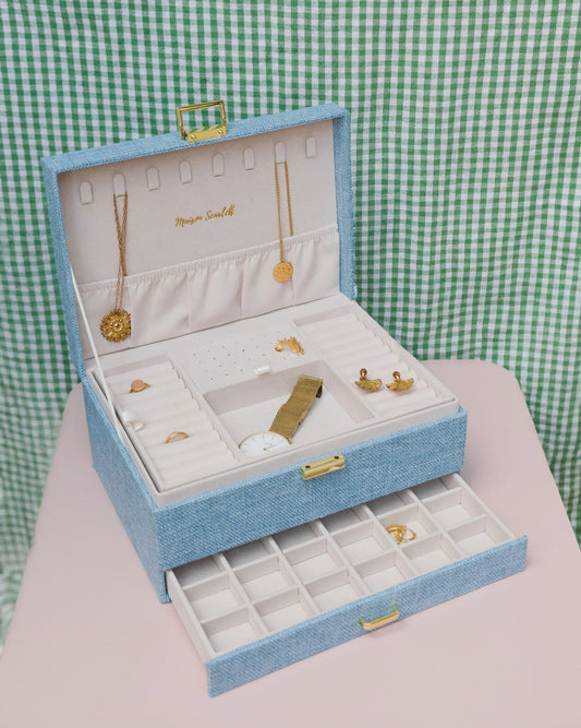 Denise Linen Jewelry Box Sky Blue