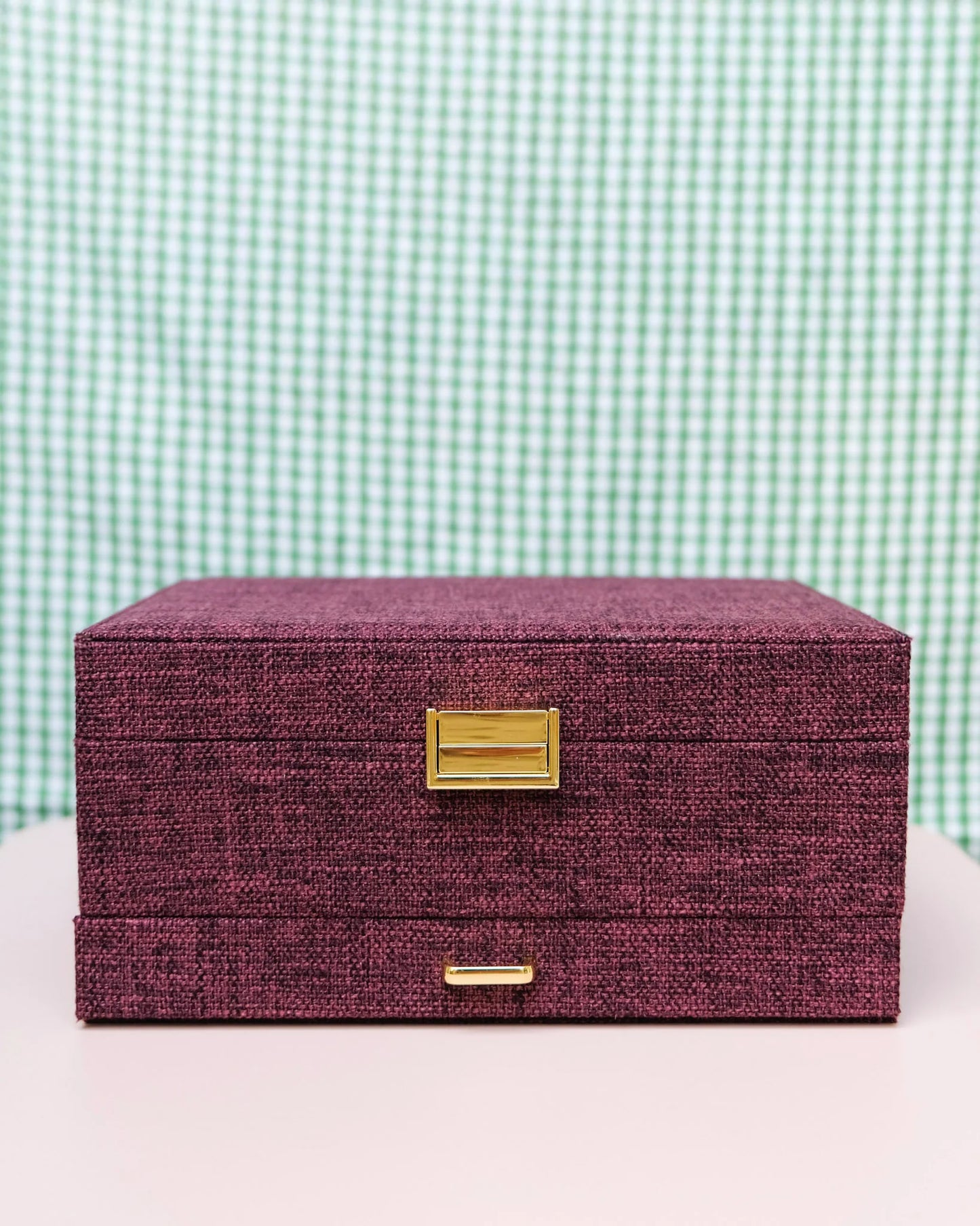 Denise Linen Jewelry Box Burgundy