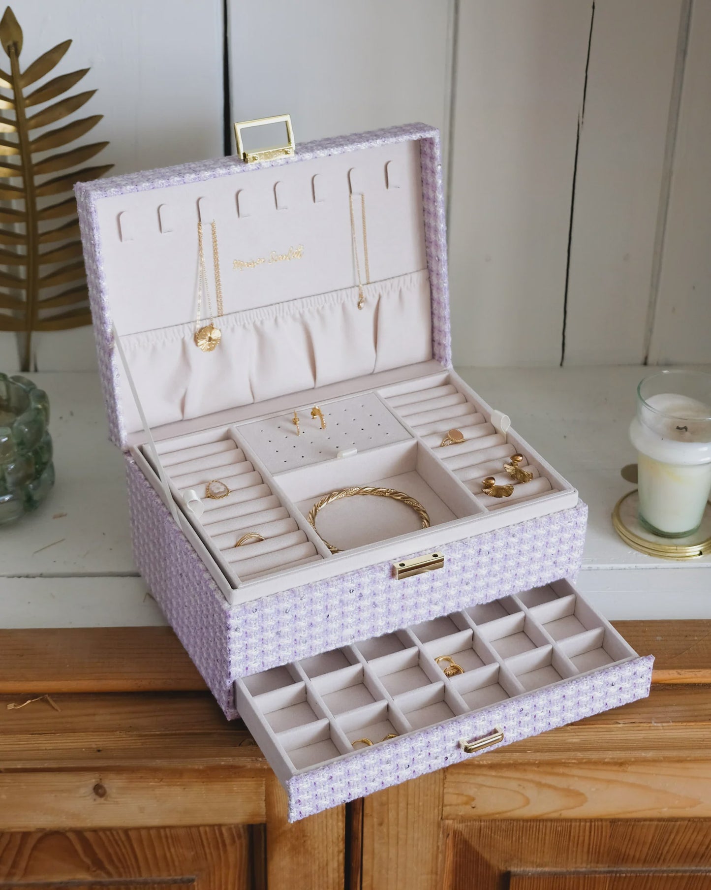 Denise Houndstooth Jewelry Box Mauve