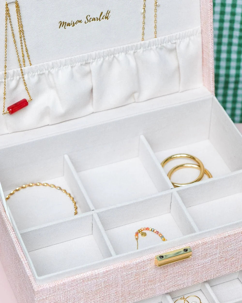 Denise Linen Jewelry Box Burgundy
