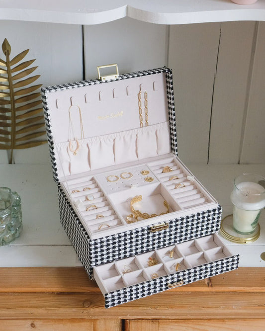 Denise Houndstooth Jewelry Box Black