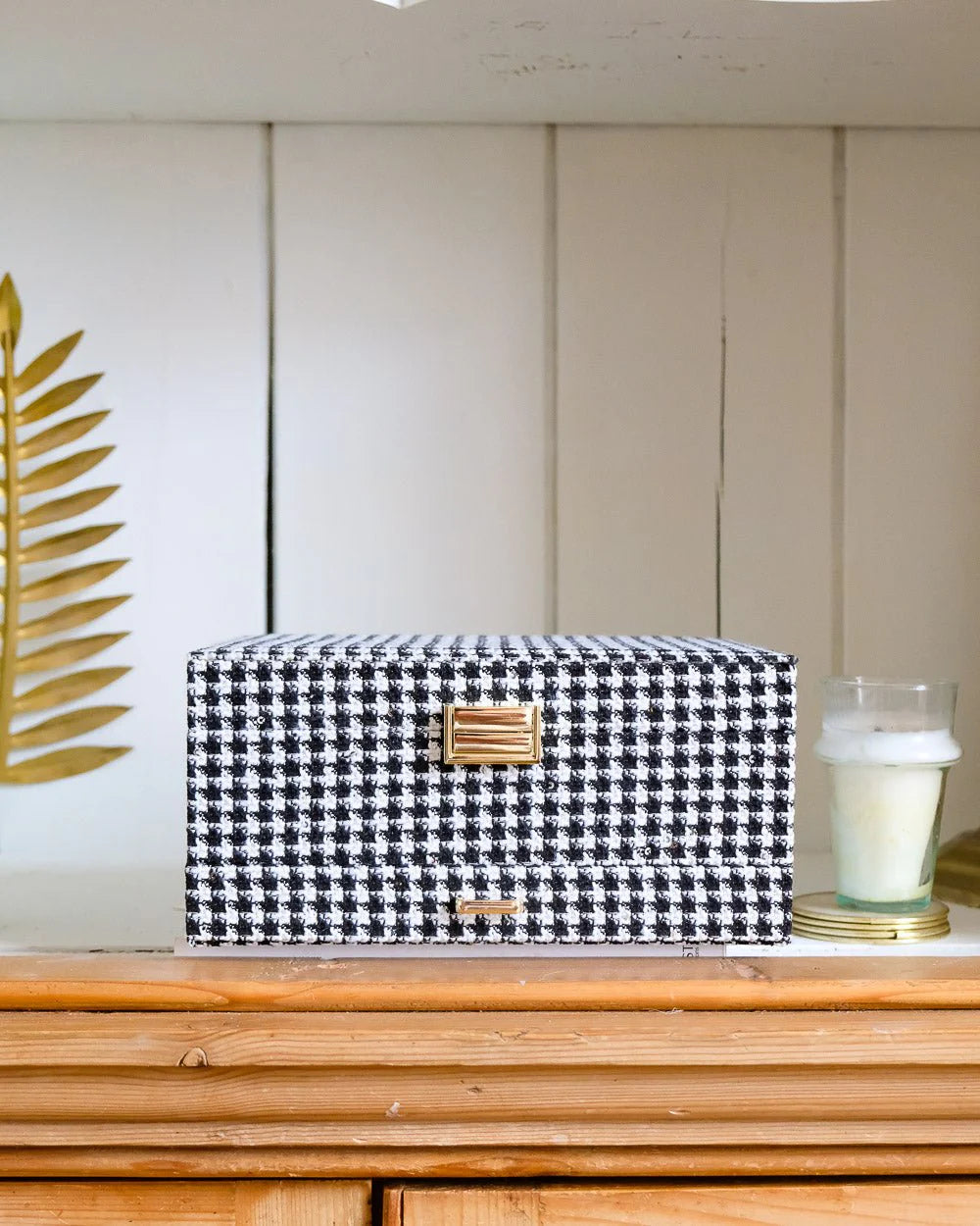 Denise Houndstooth Jewelry Box Black