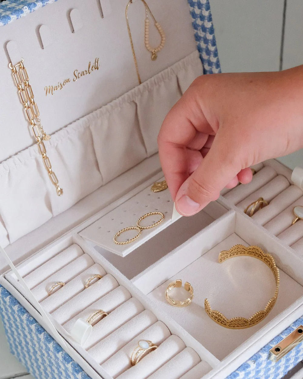 Denise Houndstooth Jewelry Box Mauve