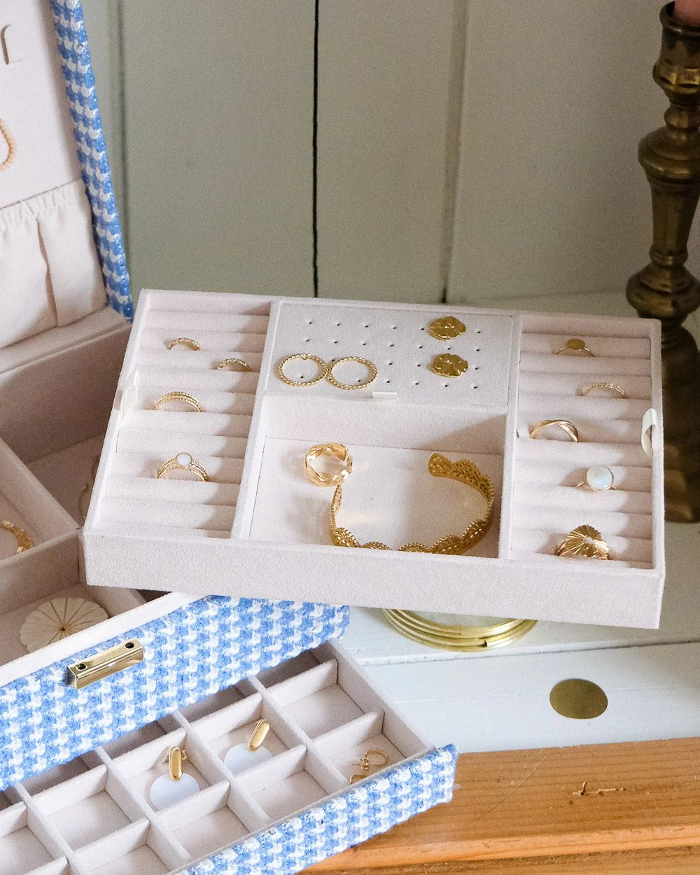 Denise Houndstooth Jewelry Box Black