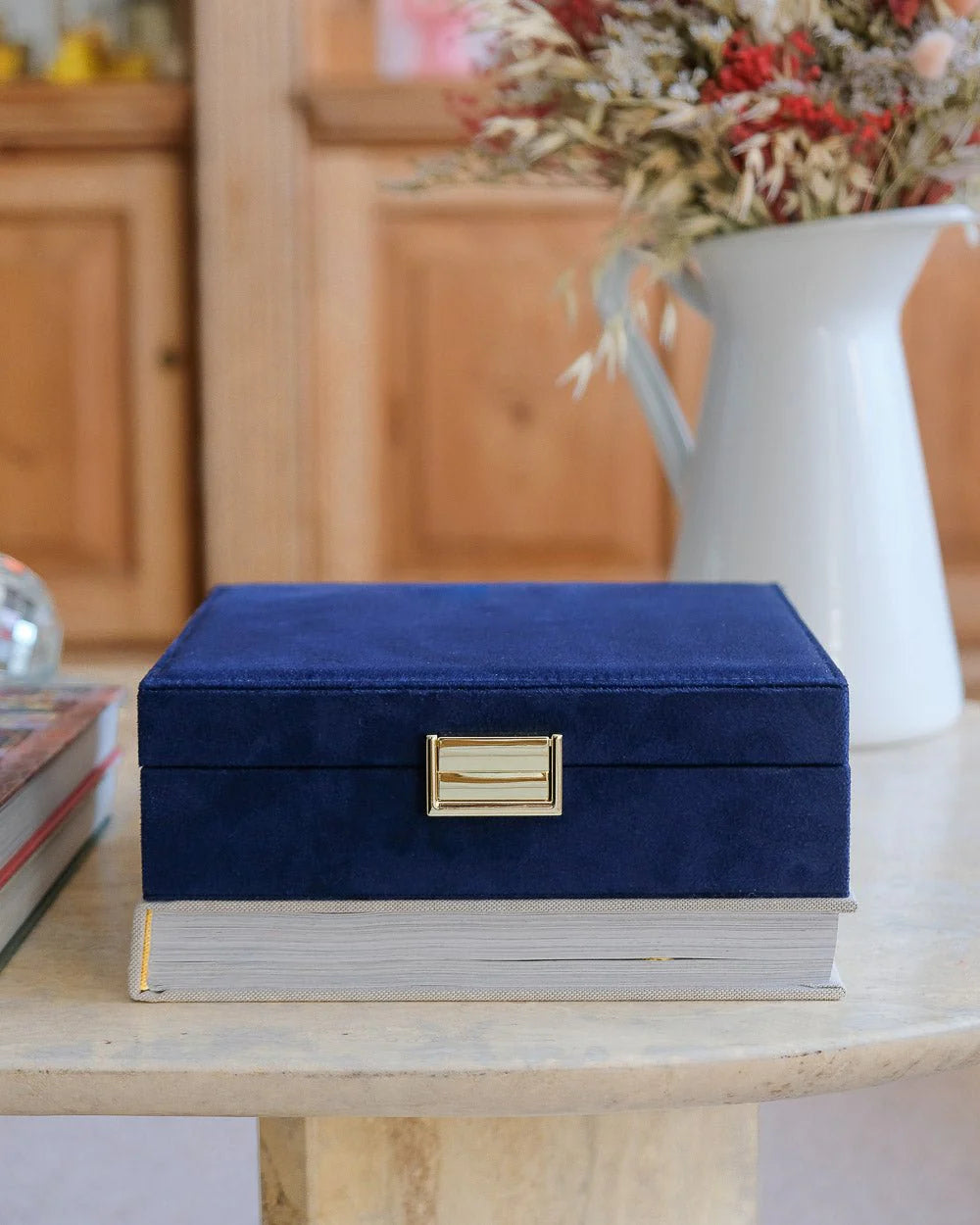 Anne Velvet Jewelry Box Navy Blue