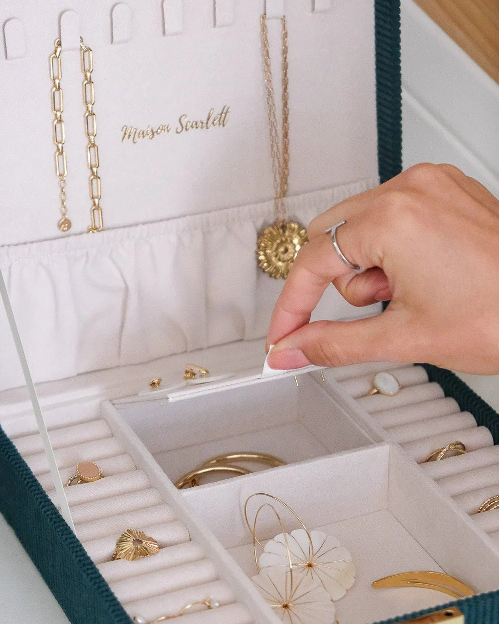 Anne Corduroy Jewelry Box Green