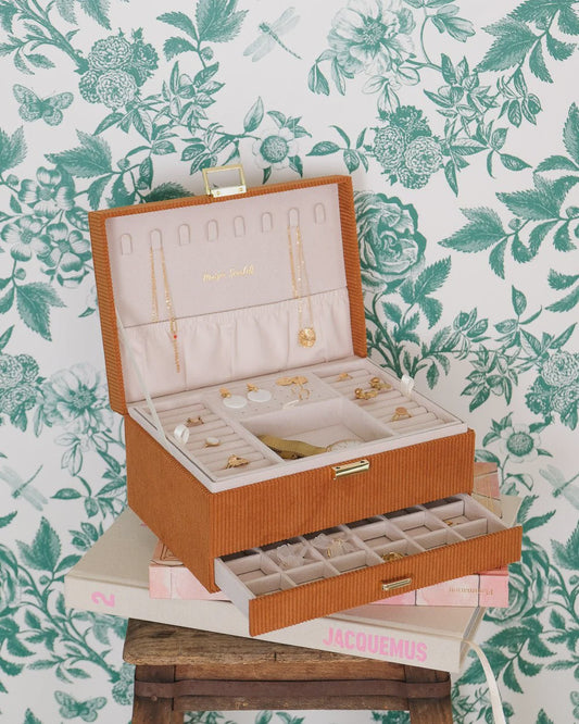 Denise Corduroy Jewelry Box Cognac