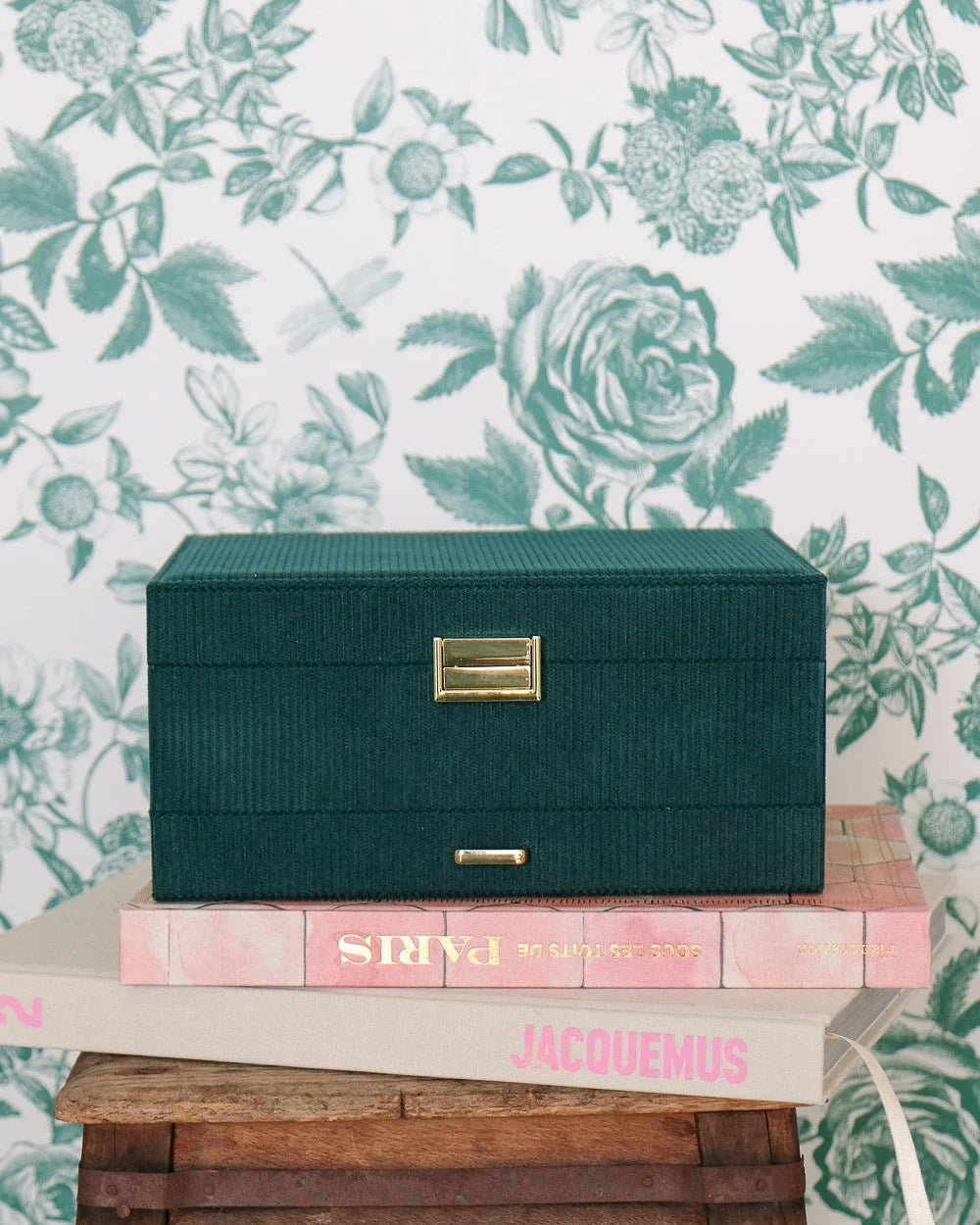 Denise Corduroy Jewelry Box Dark Green